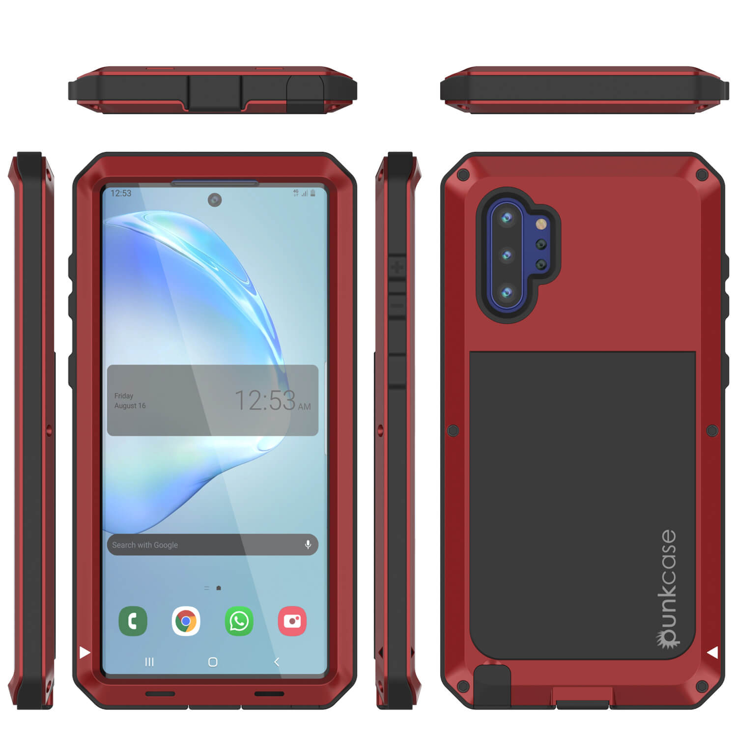 Galaxy Note 10+ Plus  Case, PUNKcase Metallic Red Shockproof  Slim Metal Armor Case [Red]