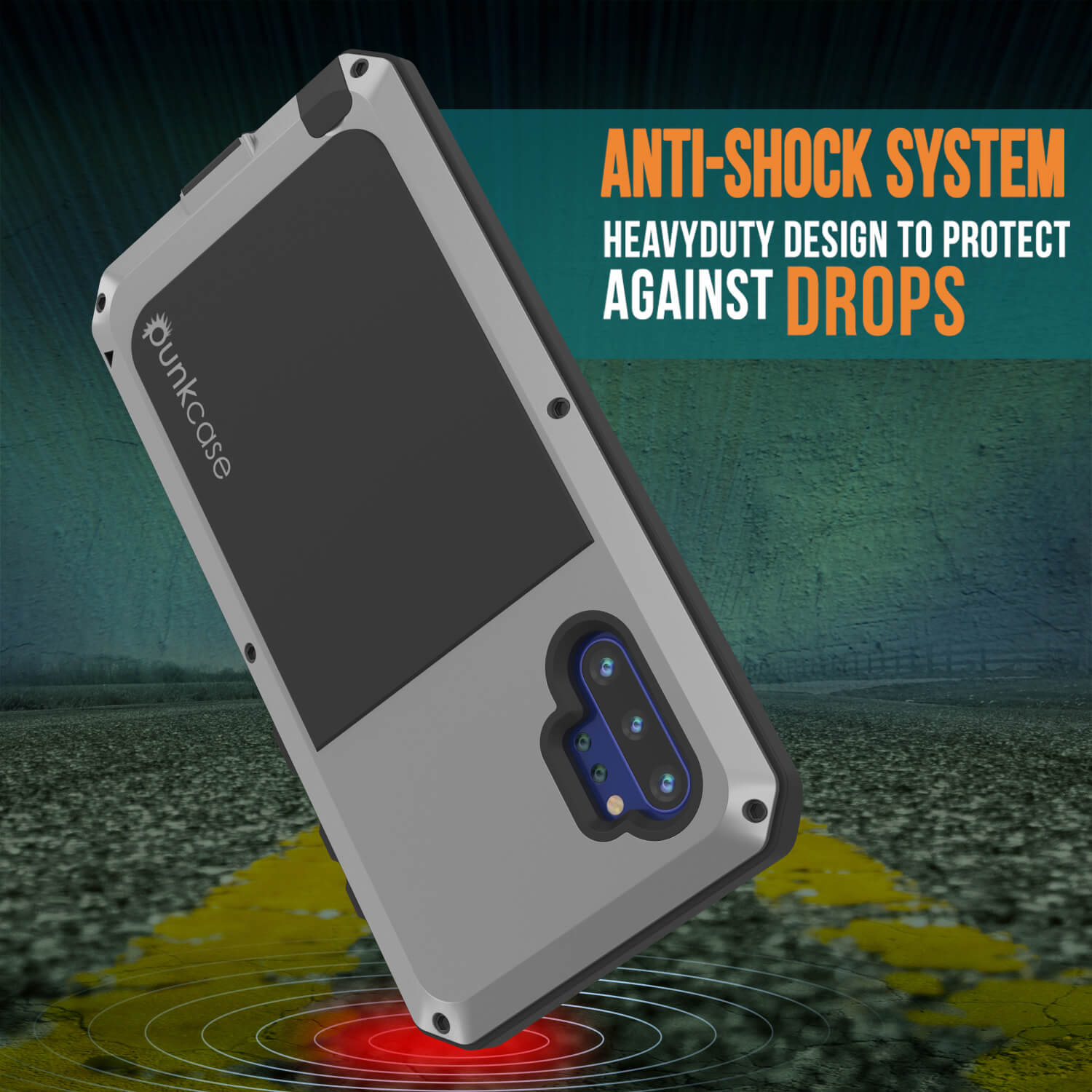 Galaxy Note 10+ Plus  Case, PUNKcase Metallic Silver Shockproof  Slim Metal Armor Case [Silver]