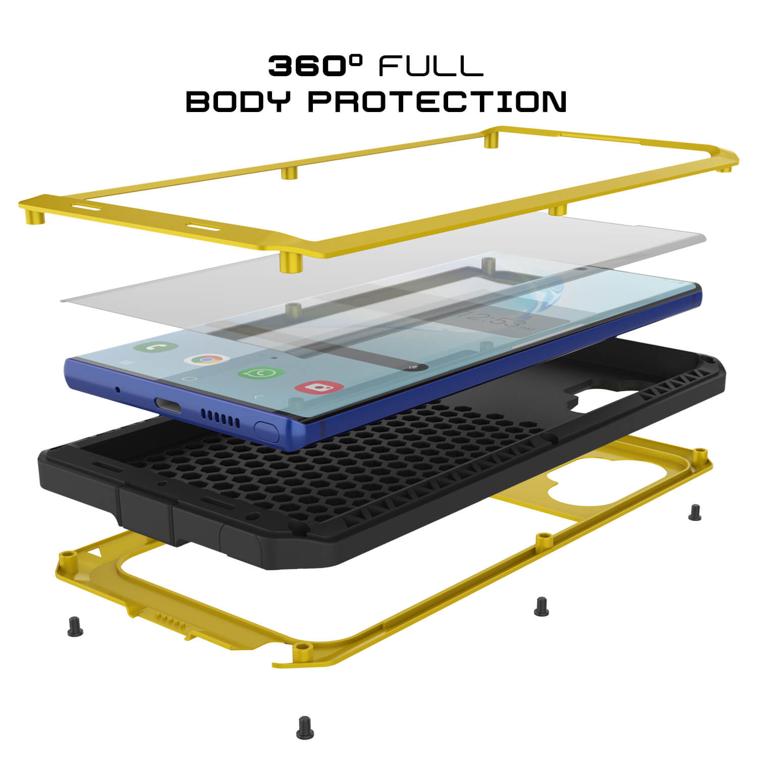 Galaxy Note 10+ Plus  Case, PUNKcase Metallic Neon Shockproof  Slim Metal Armor Case [Neon]