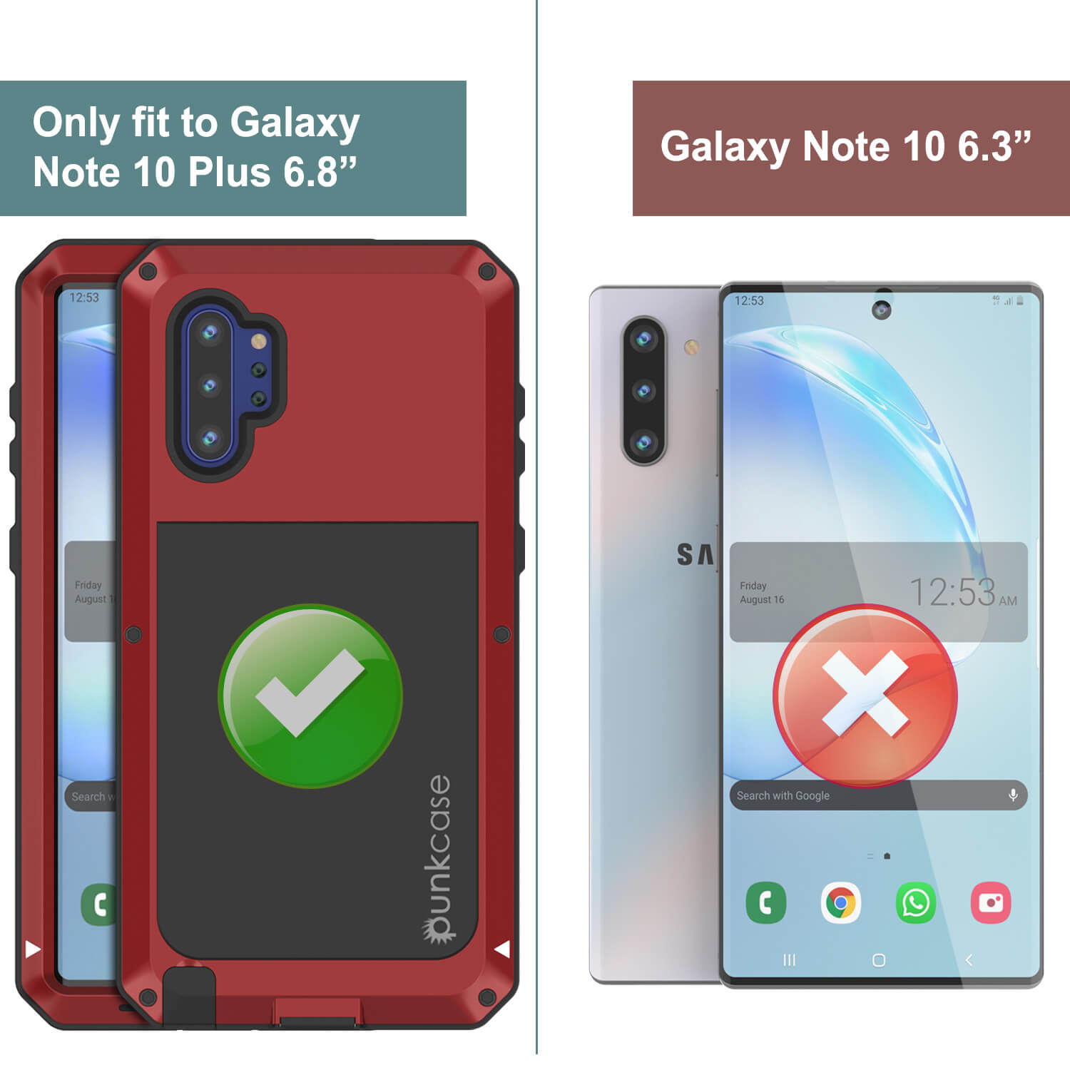 Galaxy Note 10+ Plus  Case, PUNKcase Metallic Red Shockproof  Slim Metal Armor Case [Red]