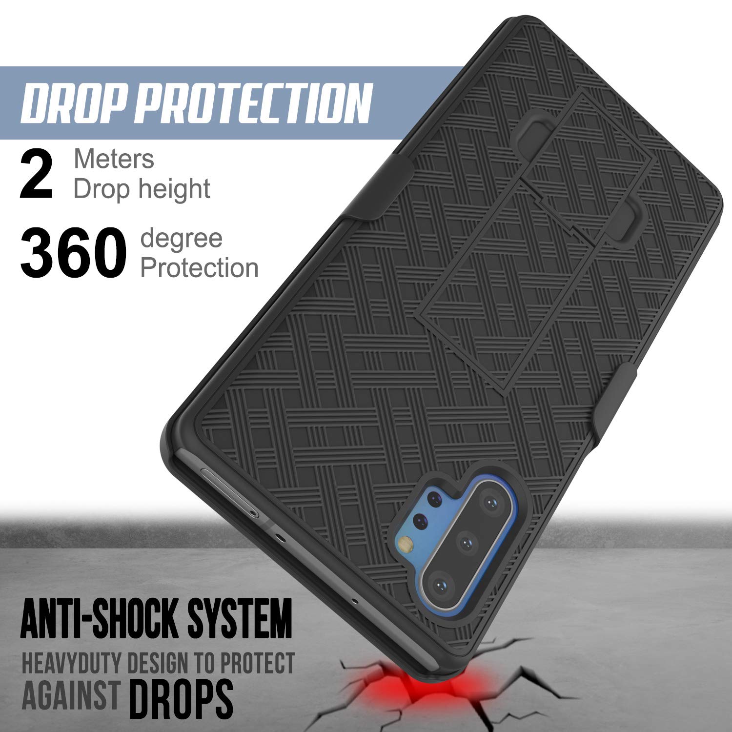 PunkCase Galaxy Note 10+ Plus Case with Screen Protector, Holster Belt Clip & Built-in Kickstand [Black]