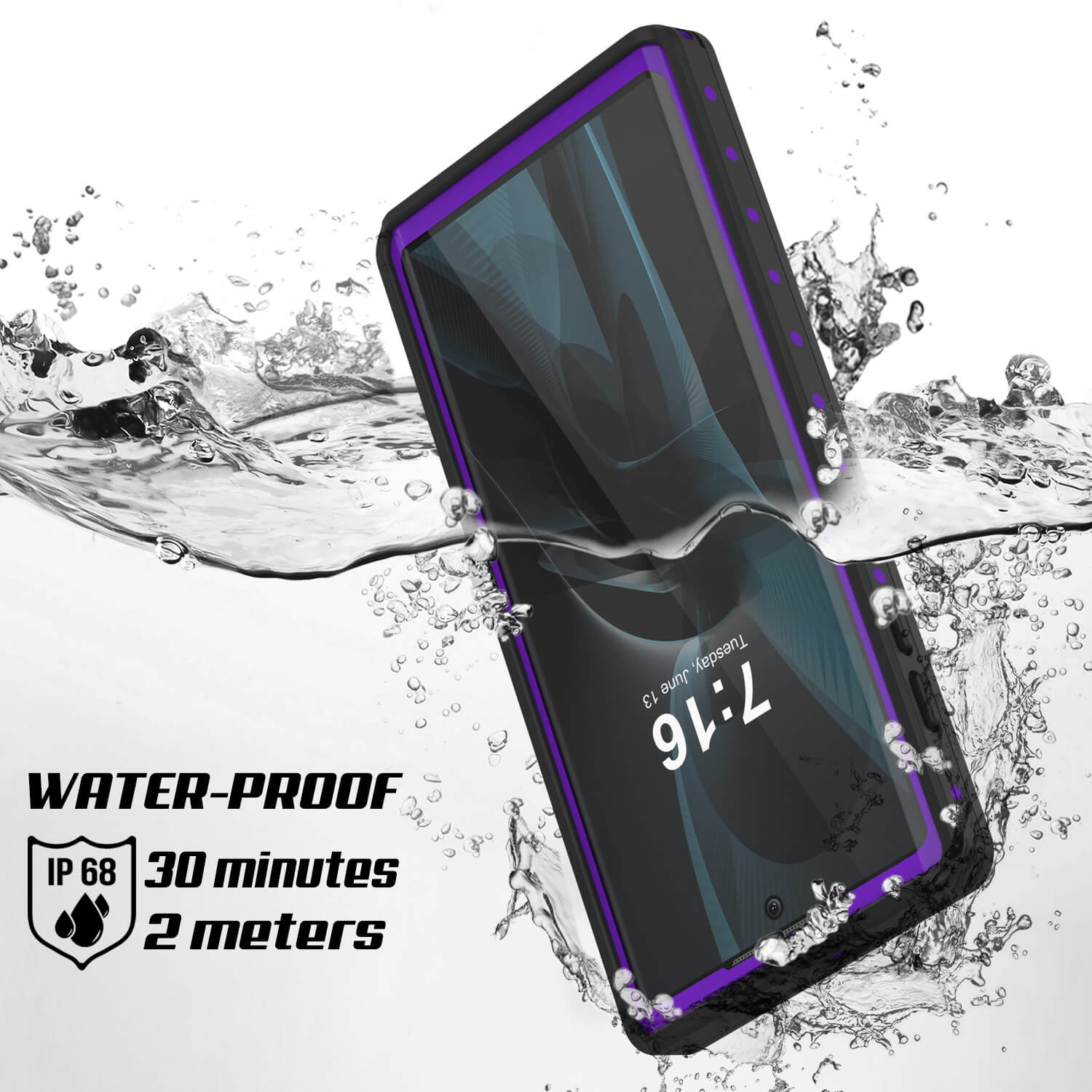 Galaxy Note 10+ Plus Waterproof Case, Punkcase Studstar Purple Series Thin Armor Cover