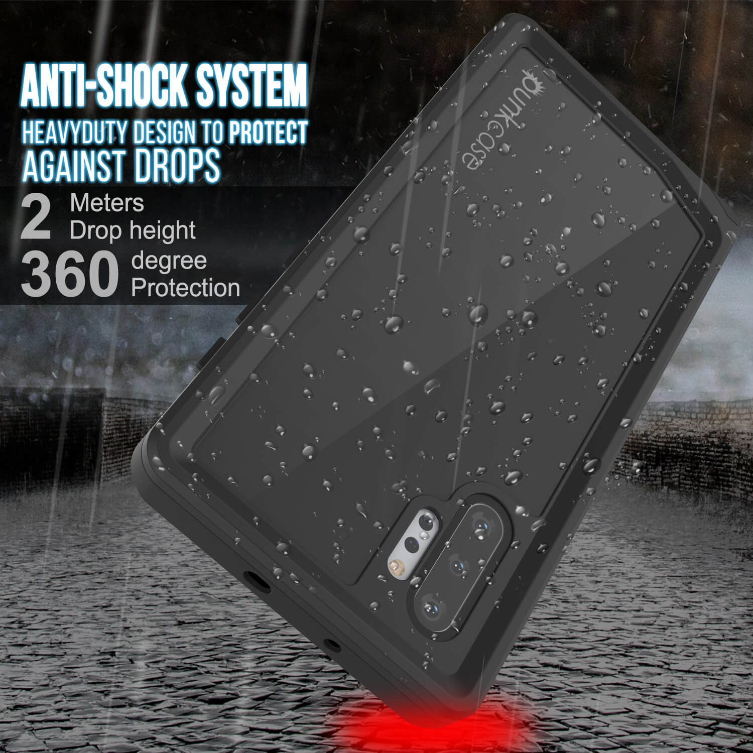 Galaxy Note 10+ Plus Waterproof Case, Punkcase Studstar Black Thin Armor Cover