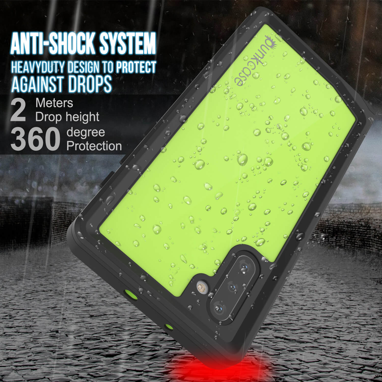 Galaxy Note 10 Waterproof Case, Punkcase Studstar Light Green Thin Armor Cover