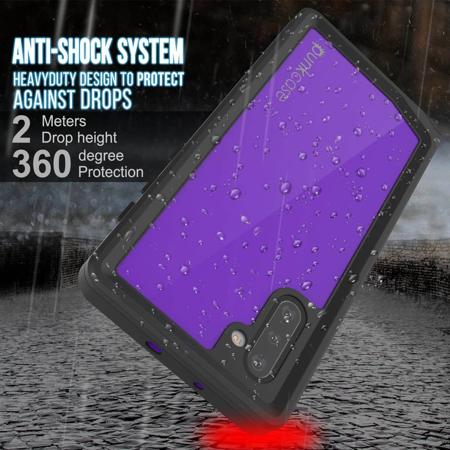 Galaxy Note 10 Waterproof Case, Punkcase Studstar Purple Series Thin Armor Cover