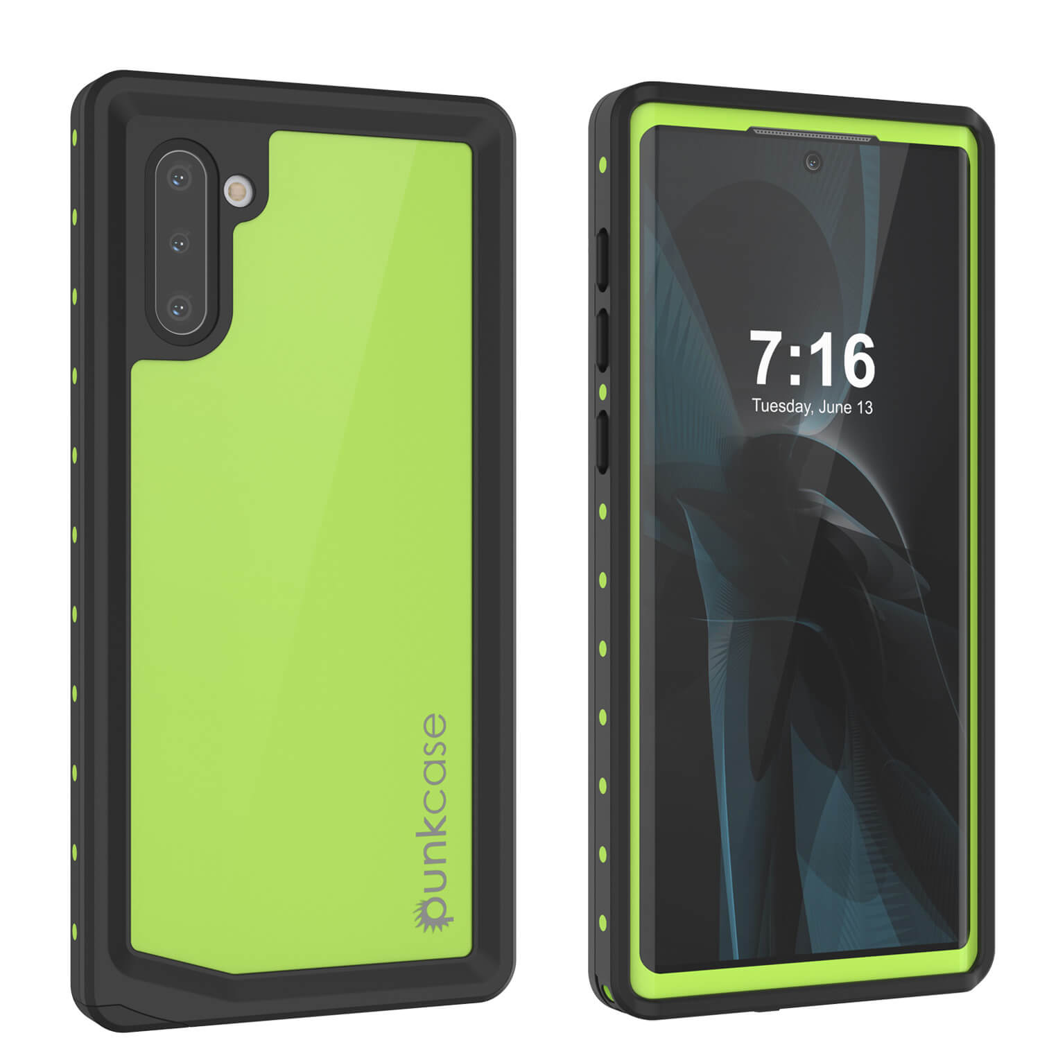 Galaxy Note 10 Waterproof Case, Punkcase Studstar Light Green Thin Armor Cover