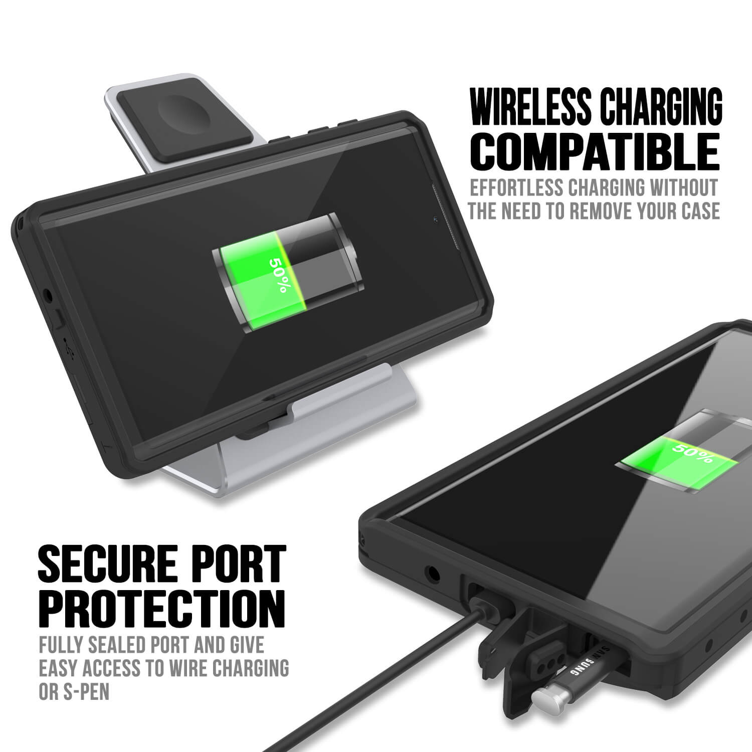 Galaxy Note 10 Waterproof Case, Punkcase Studstar Black Thin Armor Cover