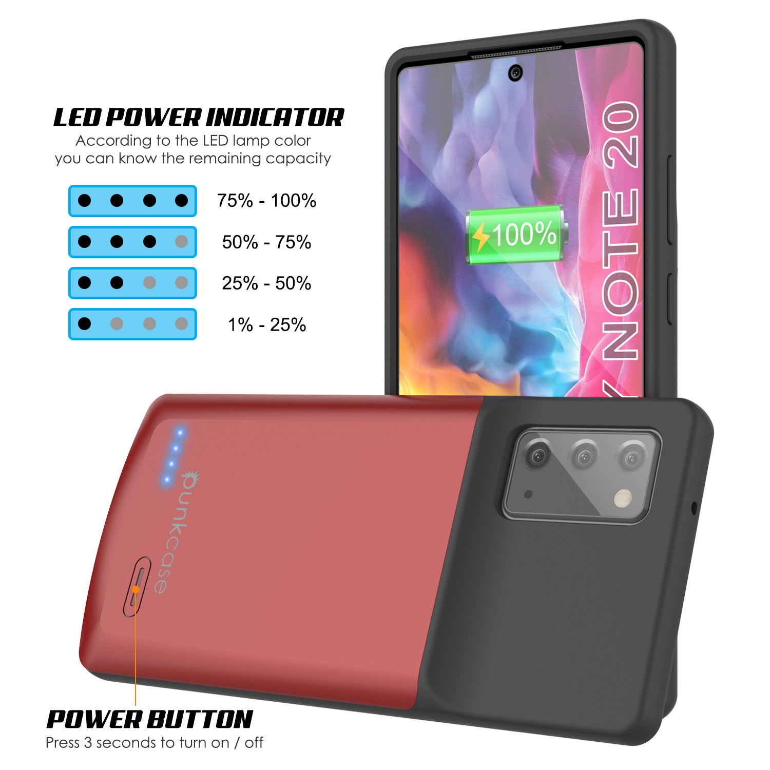 Galaxy Note 20 6000mAH Battery Charger Slim Case [Red]