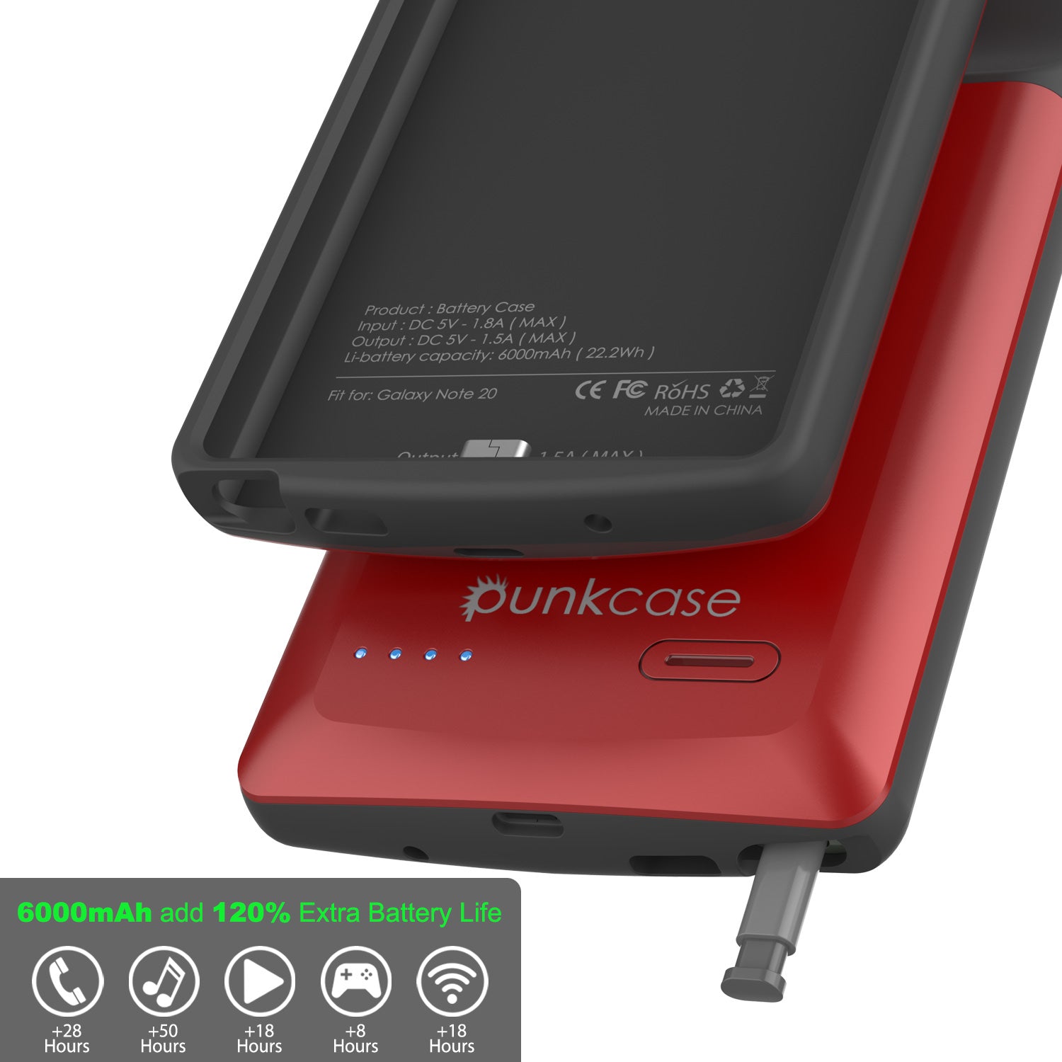 Galaxy Note 20 6000mAH Battery Charger Slim Case [Red]