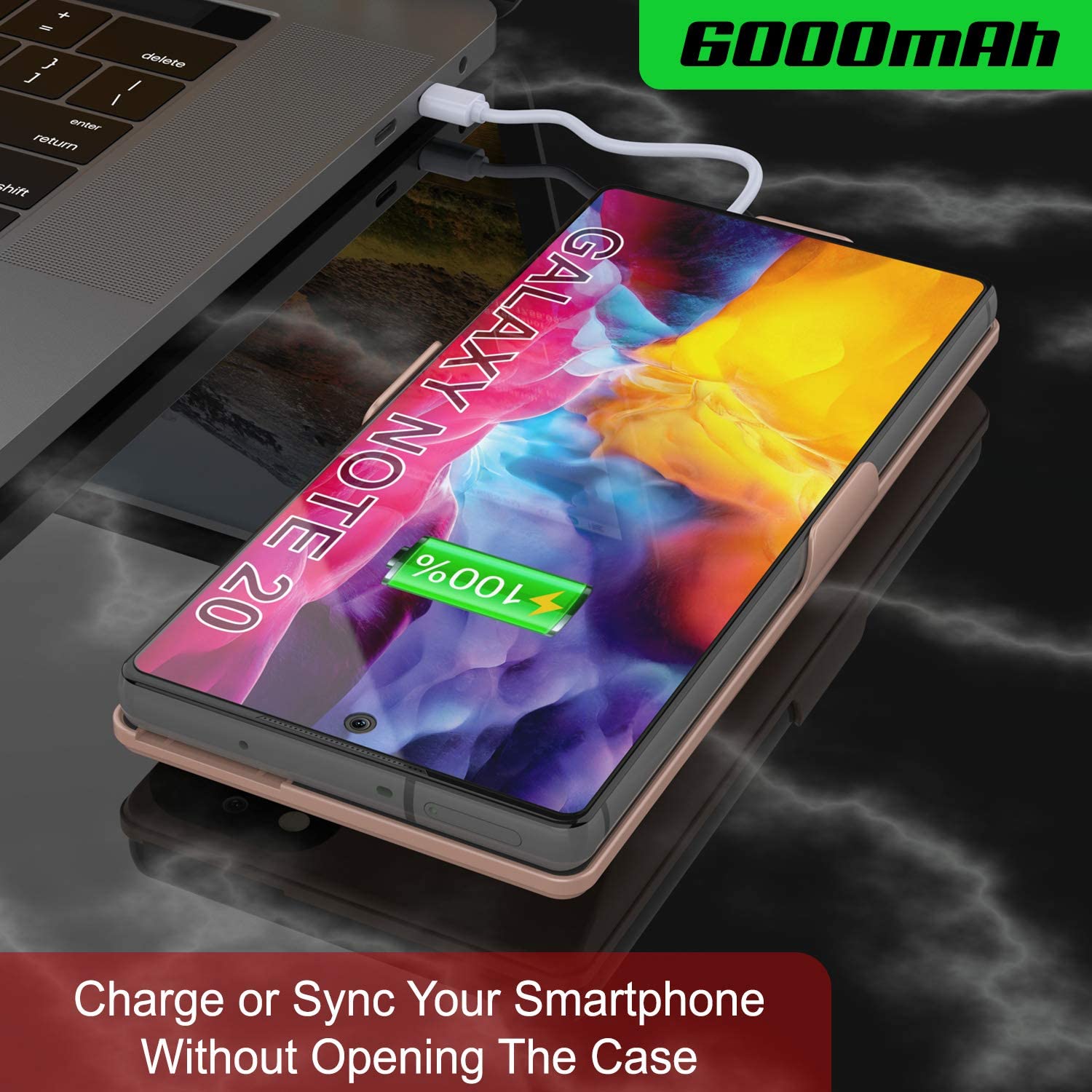 Galaxy Note 20 6000mAH Battery Charger PunkJuice 2.0 Slim Case [Rose-Gold]