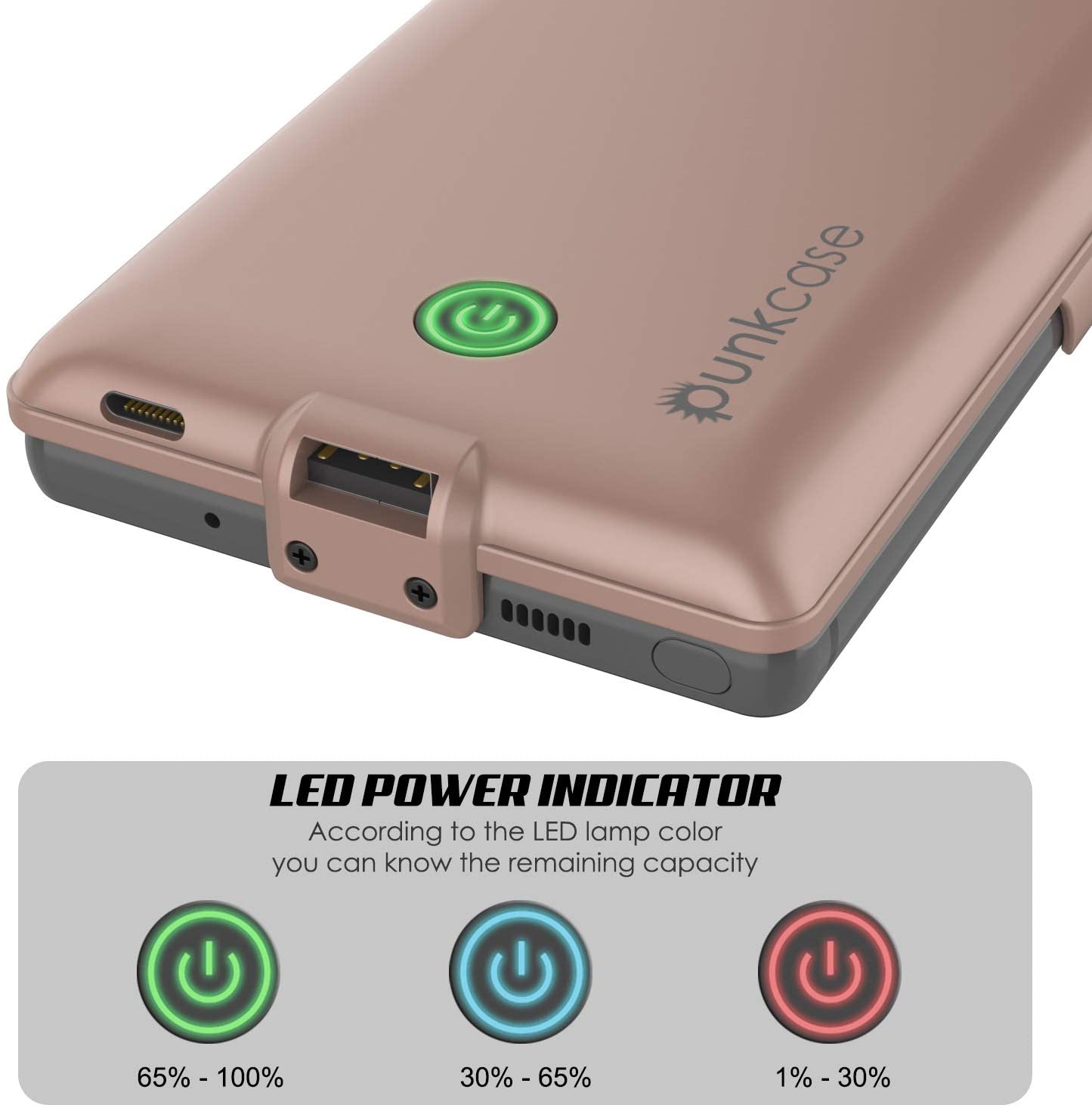Galaxy Note 20 6000mAH Battery Charger PunkJuice 2.0 Slim Case [Rose-Gold]