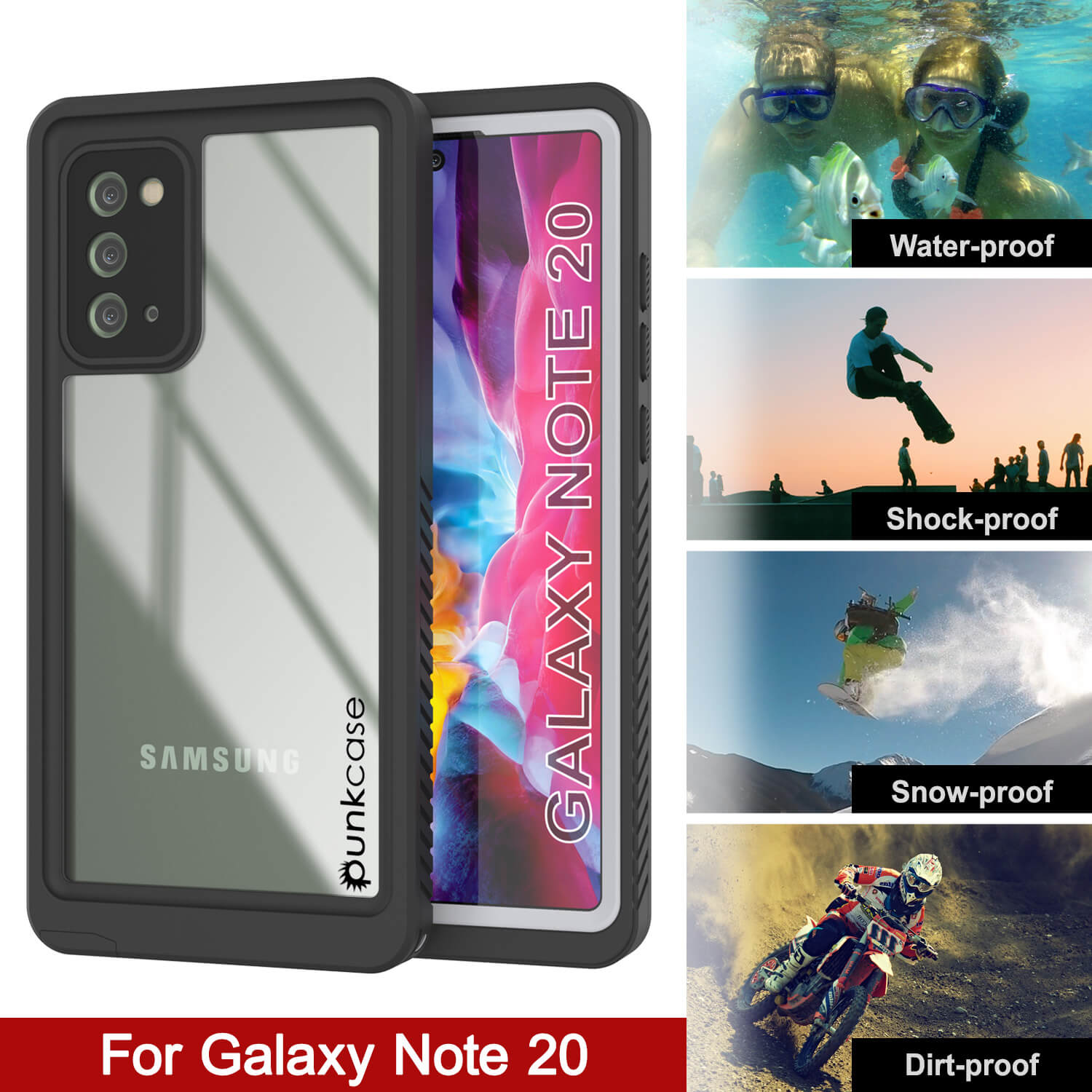 Galaxy Note 20 Case, Punkcase [Extreme Series] Armor Cover W/ Built In Screen Protector [White]
