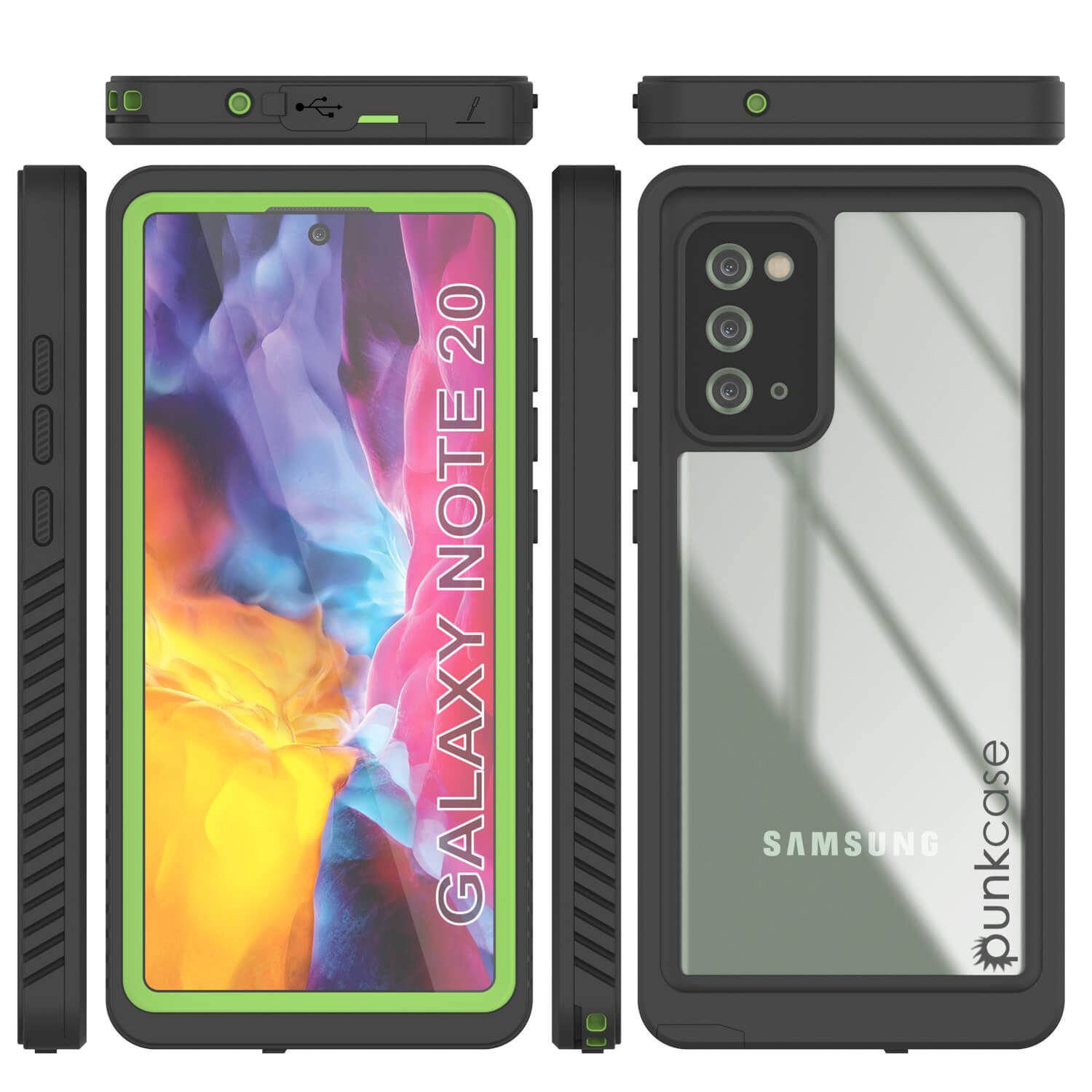 Galaxy Note 20 Case, Punkcase [Extreme Series] Armor Cover W/ Built In Screen Protector [Light Green]