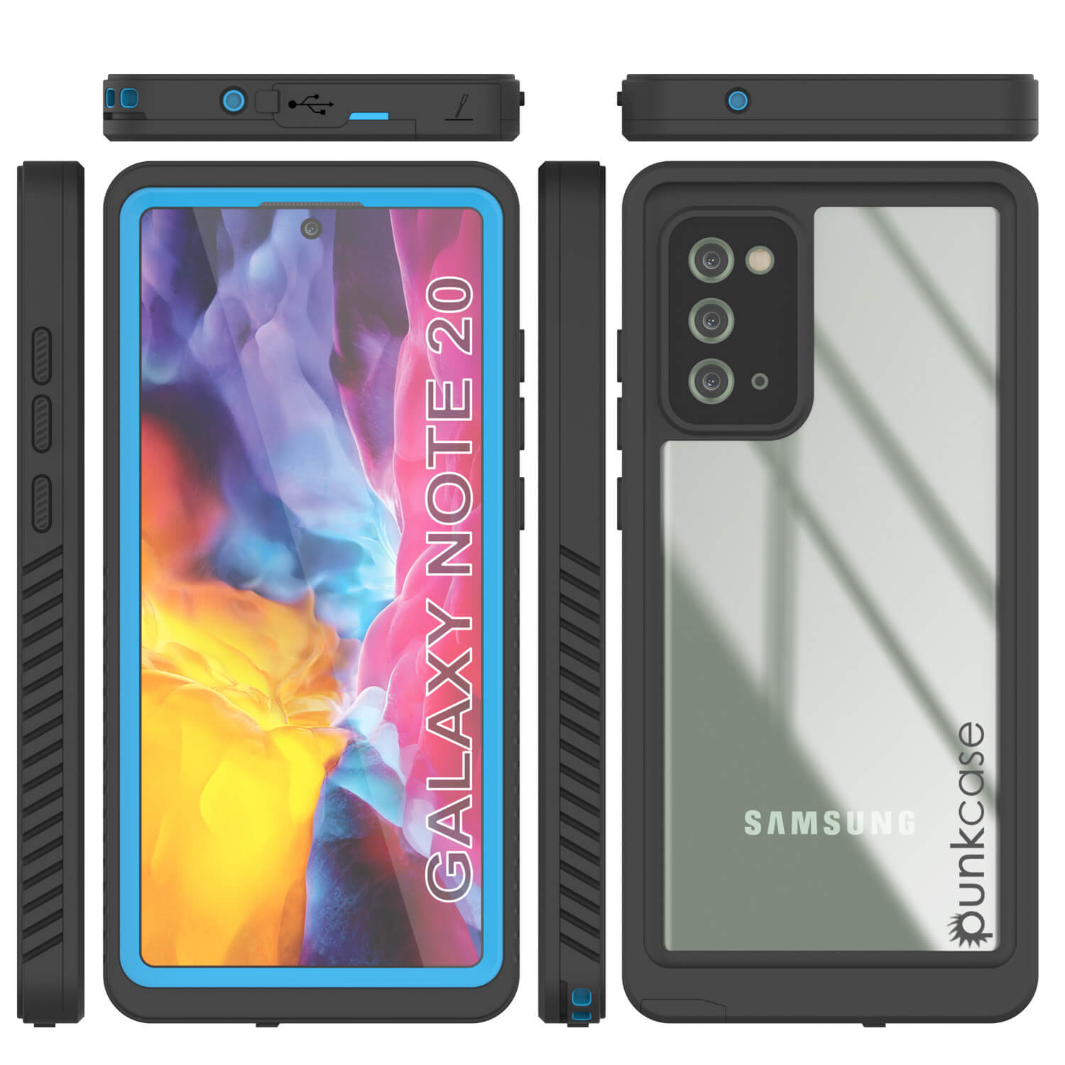 Galaxy Note 20 Case, Punkcase [Extreme Series] Armor Cover W/ Built In Screen Protector [Light Blue]