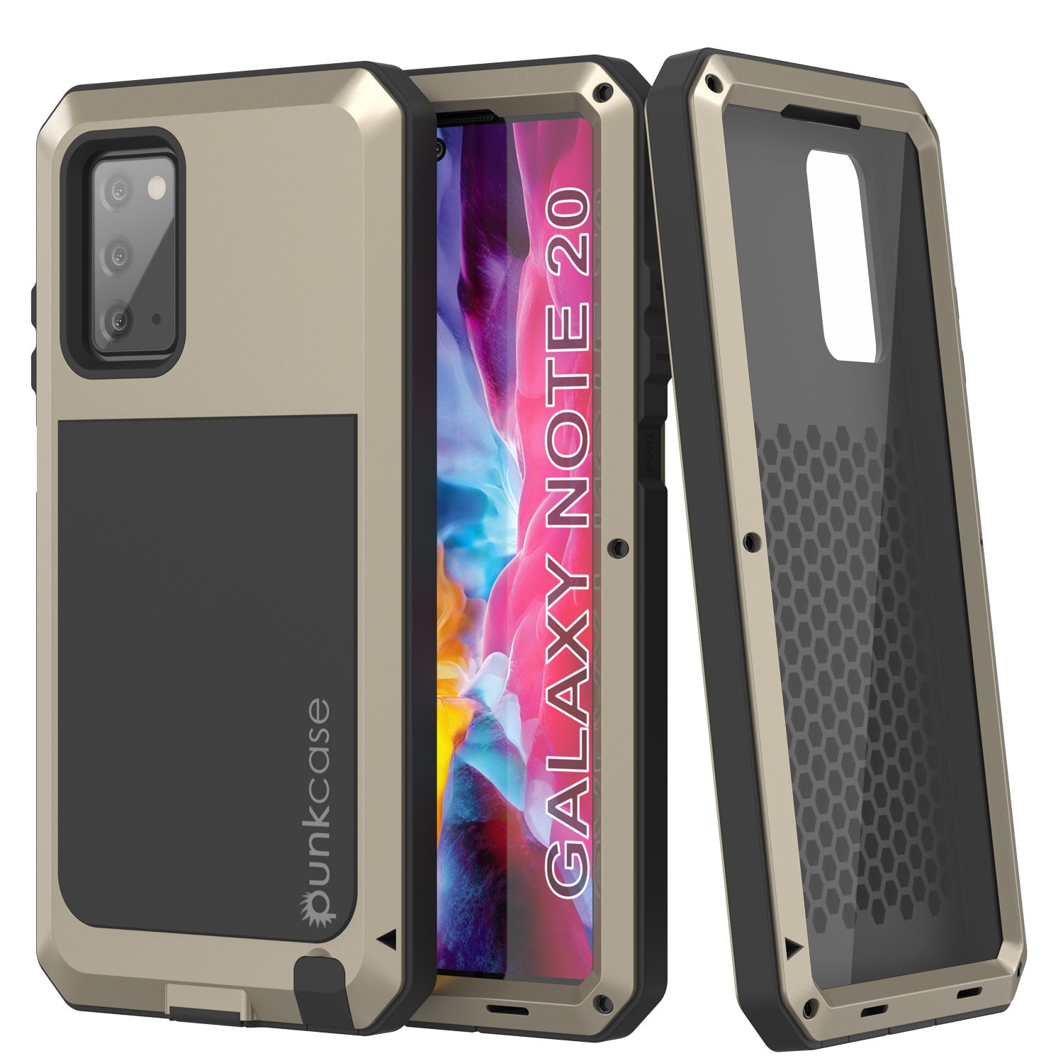 Galaxy Note 20  Case, PUNKcase Metallic Gold Shockproof  Slim Metal Armor Case [Gold]