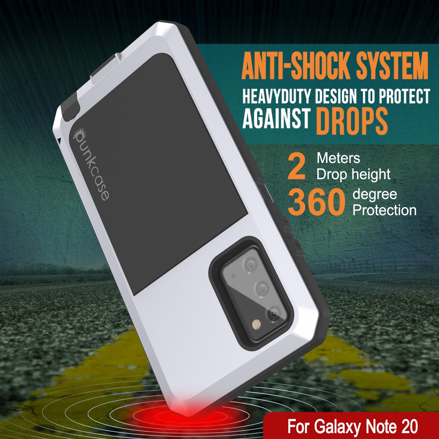 Galaxy Note 20  Case, PUNKcase Metallic White Shockproof  Slim Metal Armor Case [White]