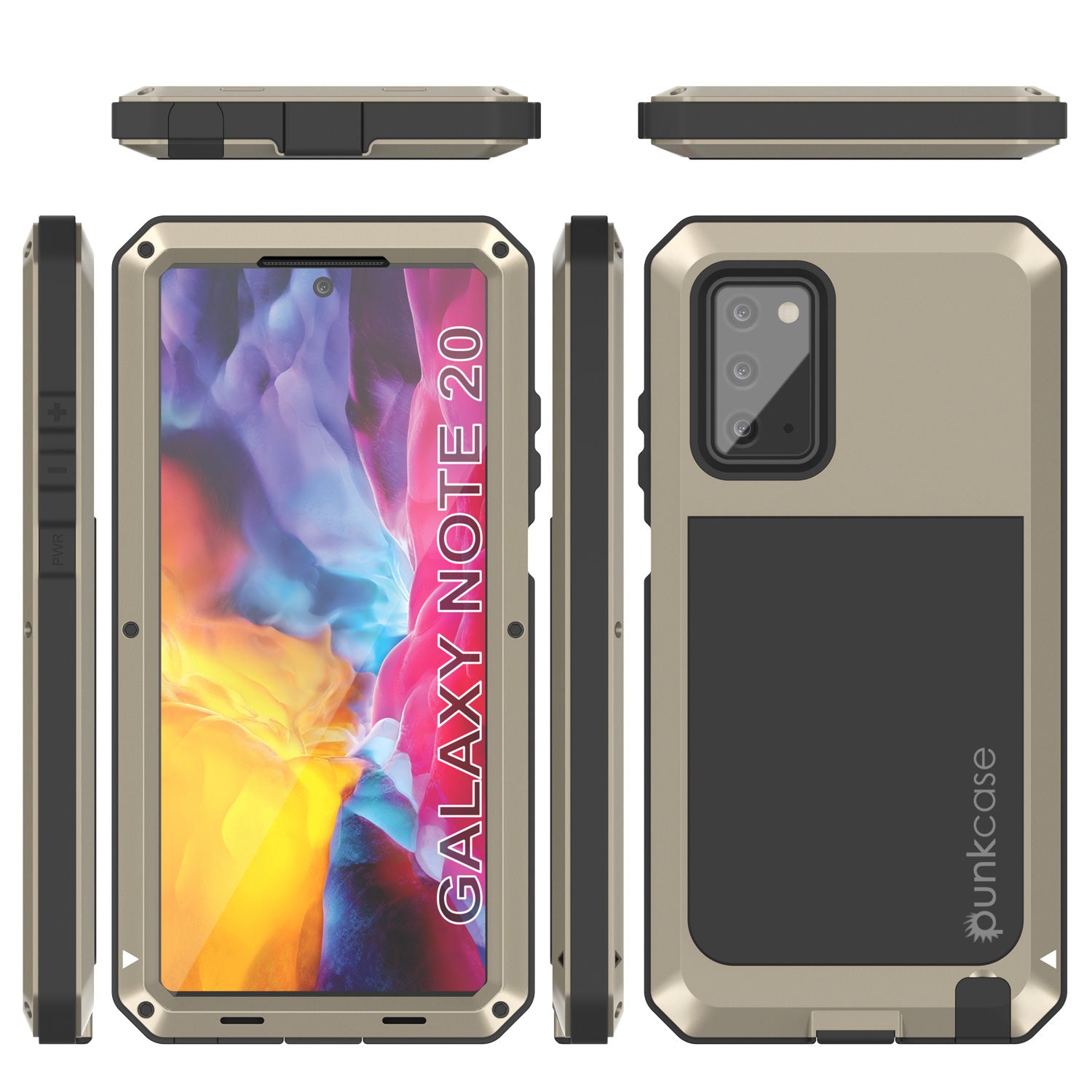 Galaxy Note 20  Case, PUNKcase Metallic Gold Shockproof  Slim Metal Armor Case [Gold]