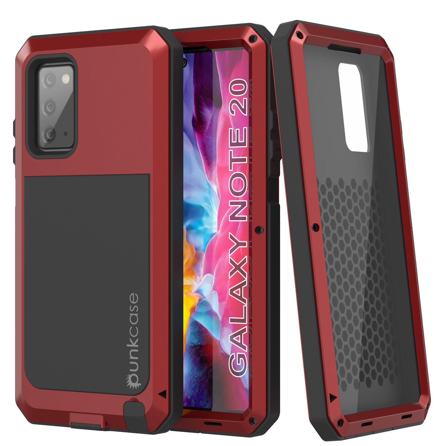 Galaxy Note 20  Case, PUNKcase Metallic Red Shockproof  Slim Metal Armor Case [Red]
