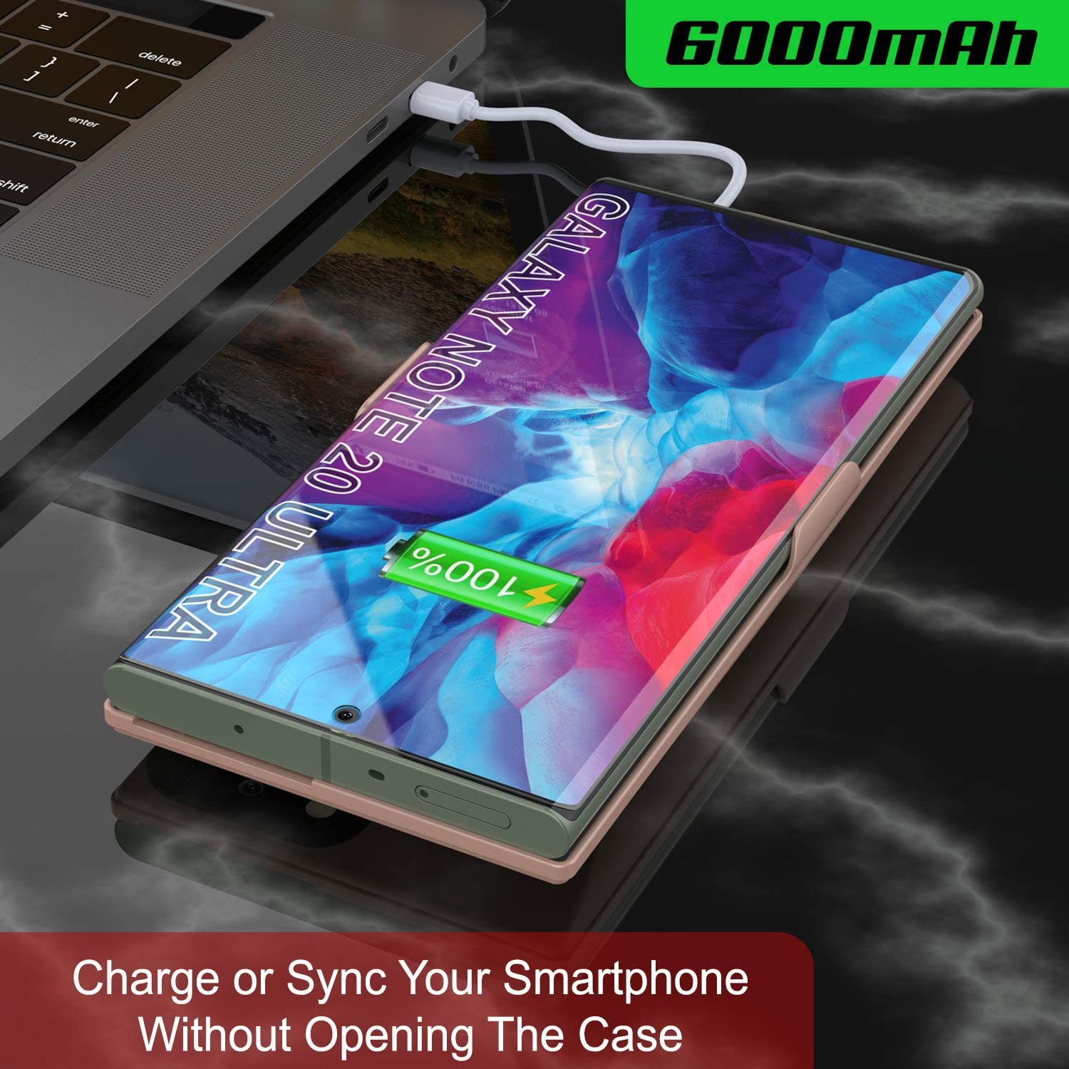 Galaxy Note 20 Ultra 6000mAH Battery Charger PunkJuice 2.0 Slim Case [Rose-Gold]