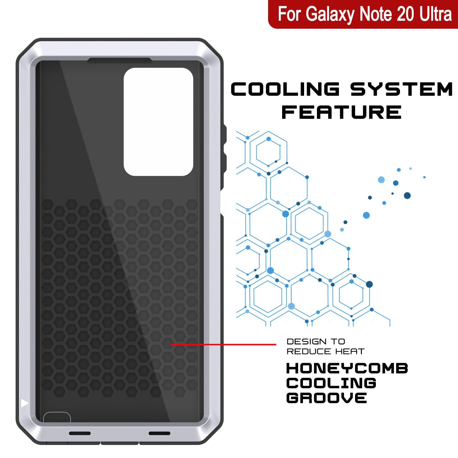 Galaxy Note 20 Ultra  Case, PUNKcase Metallic White Shockproof  Slim Metal Armor Case [White]