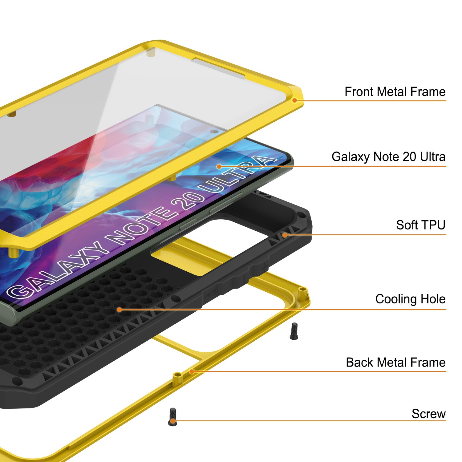 Galaxy Note 20 Ultra  Case, PUNKcase Metallic Neon Shockproof  Slim Metal Armor Case [Neon]