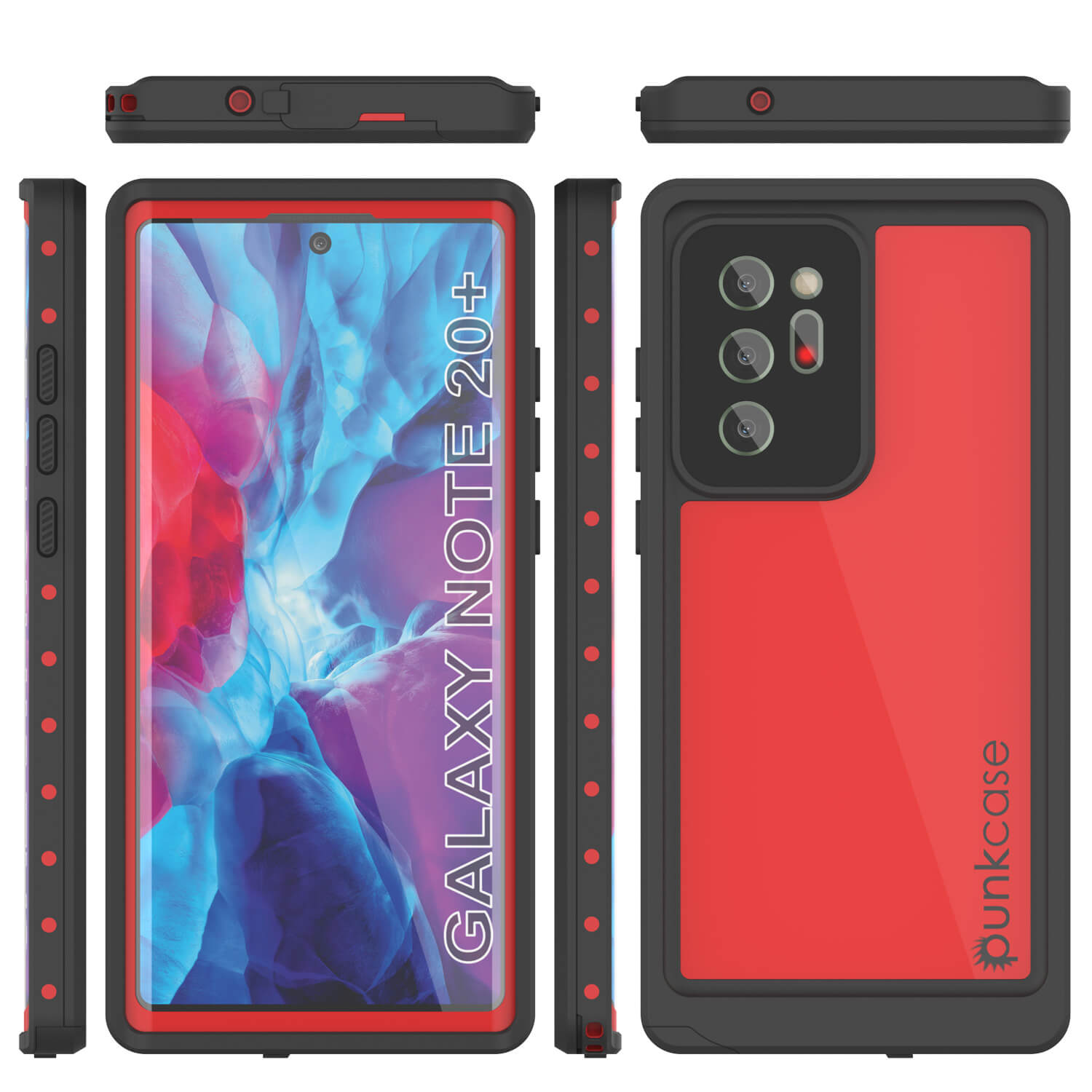 Galaxy Note 20 Ultra Waterproof Case, Punkcase Studstar Red Series Thin Armor Cover