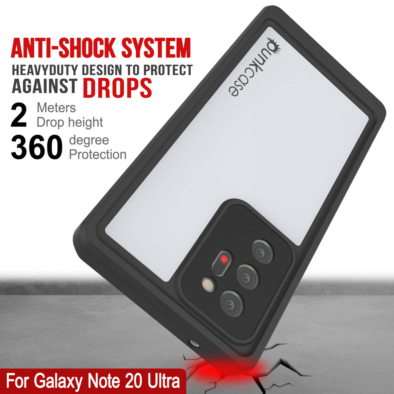 Galaxy Note 20 Ultra Waterproof Case, Punkcase Studstar White Thin Armor Cover