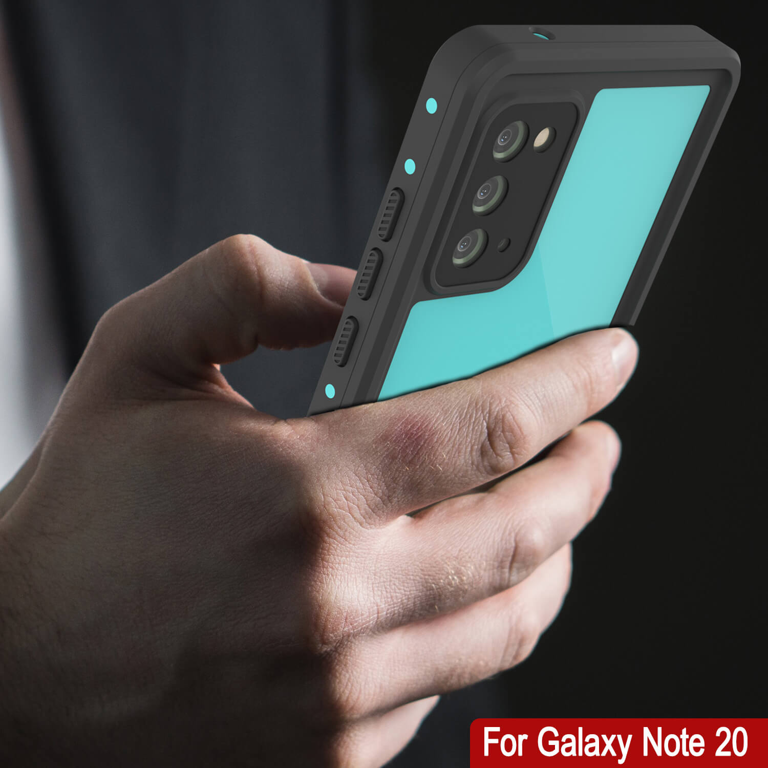 Galaxy Note 20 Waterproof Case, Punkcase Studstar Series Teal Thin Armor Cover