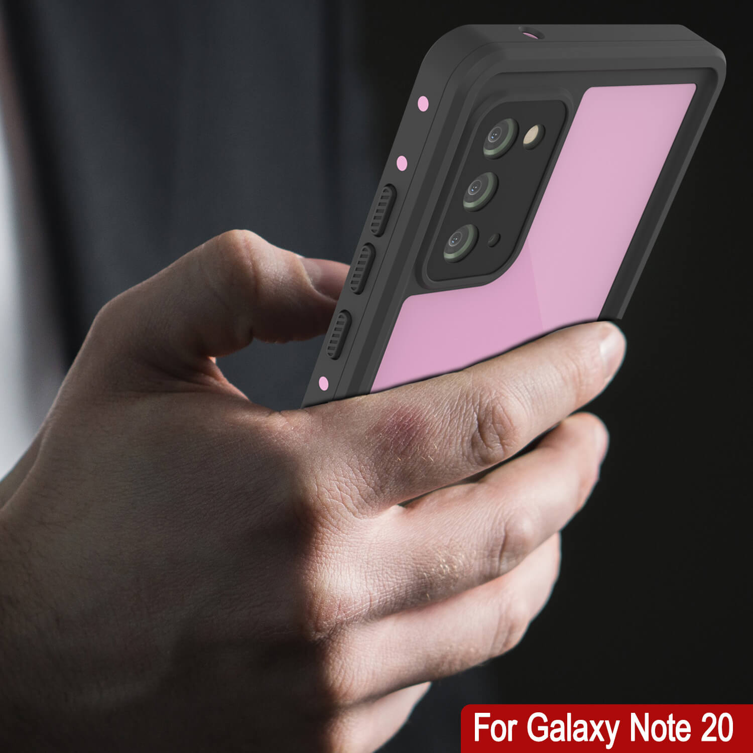 Galaxy Note 20 Waterproof Case, Punkcase Studstar Pink Thin Armor Cover