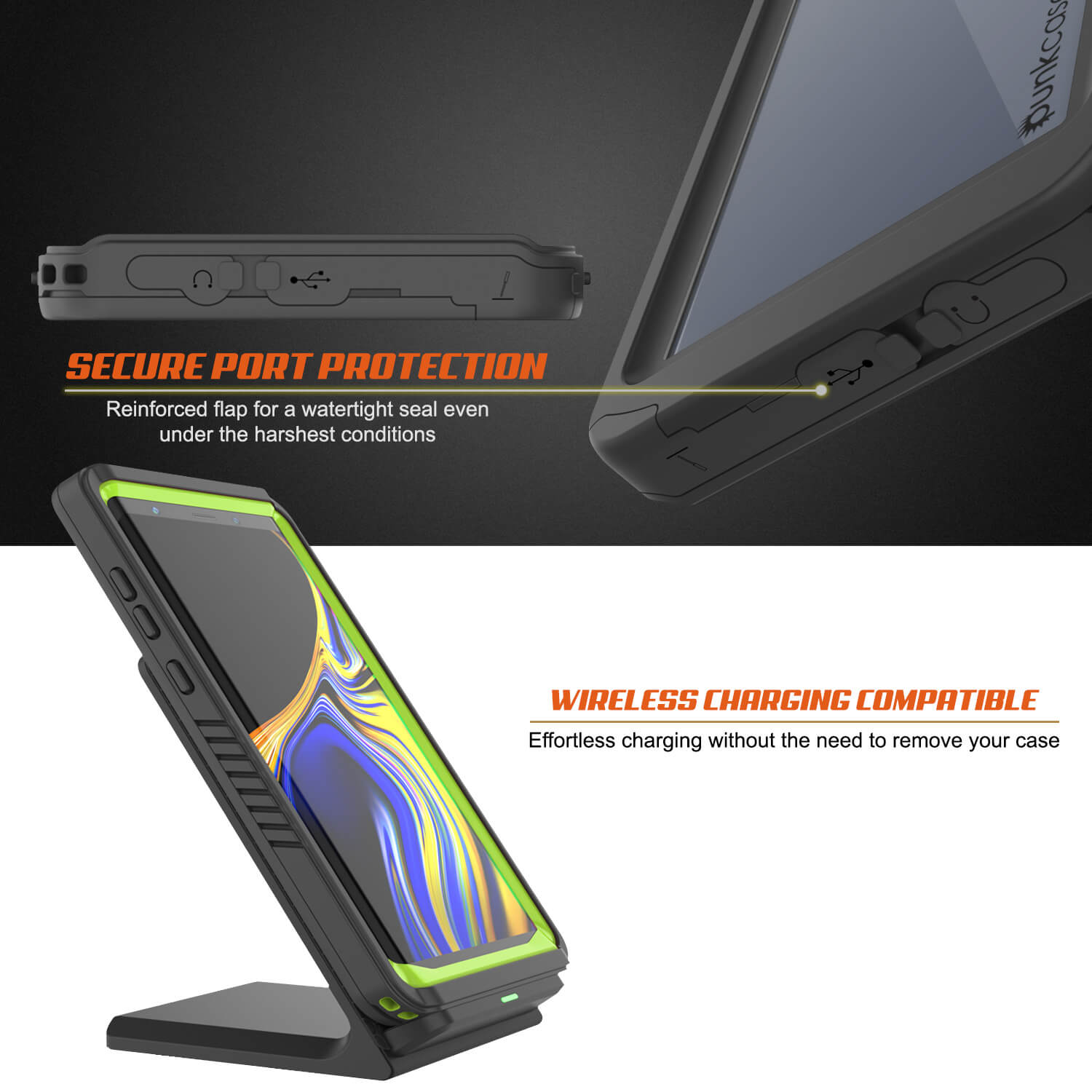 Galaxy Note 9 Case, Punkcase [Extreme Series] Armor Cover W/ Built In Screen Protector [Light Green]