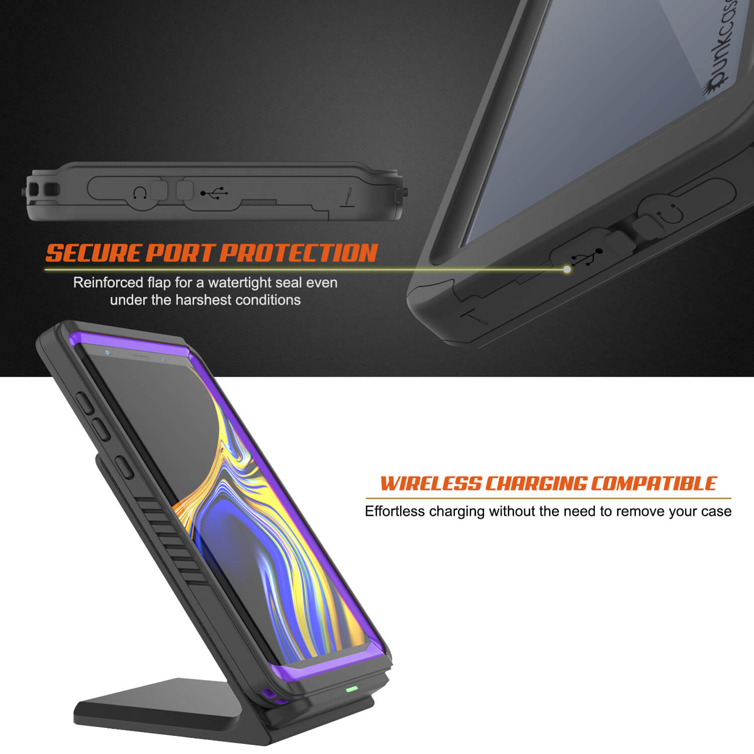 Galaxy Note 9 Case, Punkcase [Extreme Series] Armor Cover W/ Built In Screen Protector [Purple]