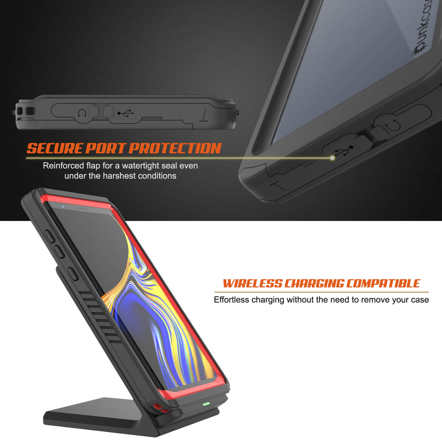 Galaxy Note 9 Case, Punkcase [Extreme Series] Armor Cover W/ Built In Screen Protector [Red]