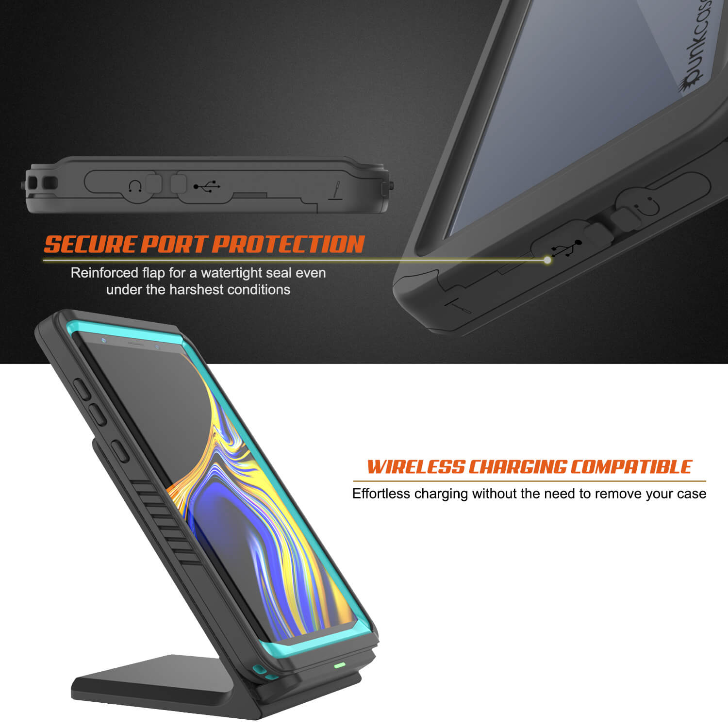 Galaxy Note 9 Case, Punkcase [Extreme Series] Armor Cover W/ Built In Screen Protector [Teal]