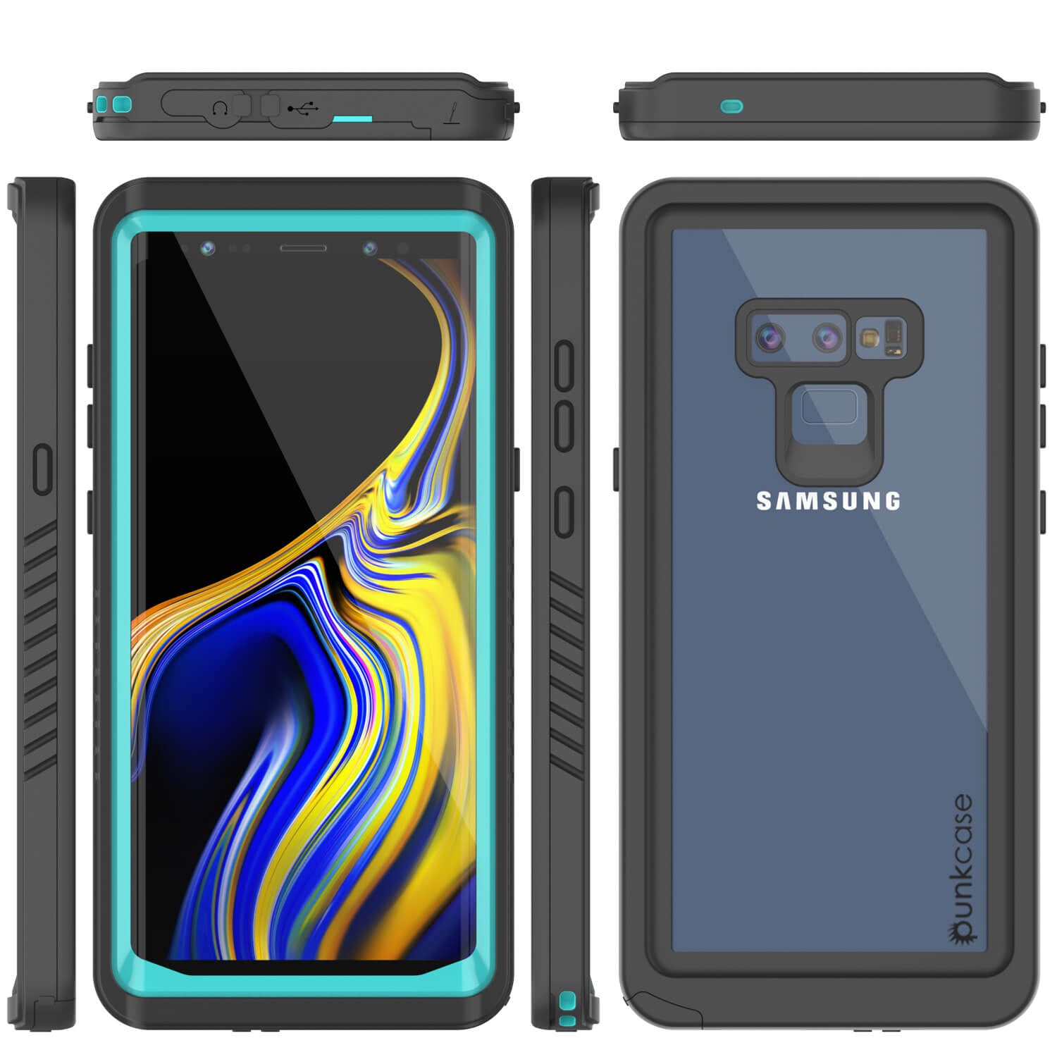 Galaxy Note 9 Case, Punkcase [Extreme Series] Armor Cover W/ Built In Screen Protector [Teal]