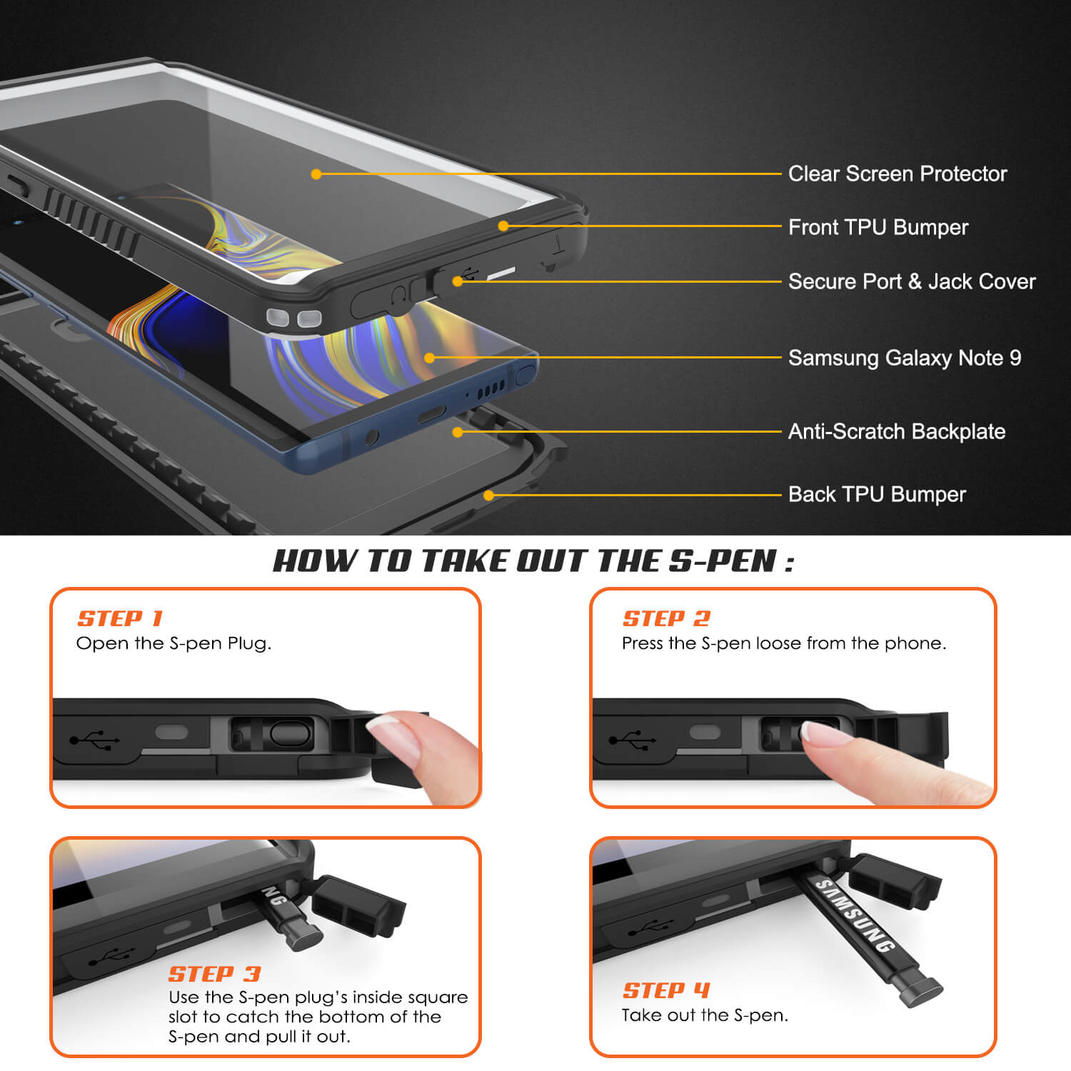 Galaxy Note 9 Case, Punkcase [Extreme Series] Armor Cover W/ Built In Screen Protector [White]