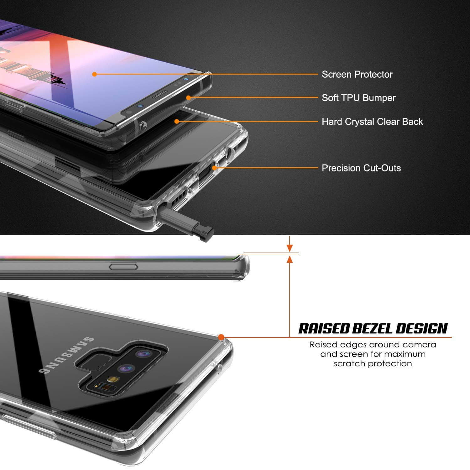 Galaxy Note 9 Punkcase Lucid-2.0 Series Slim Fit Armor Clear Case Cover