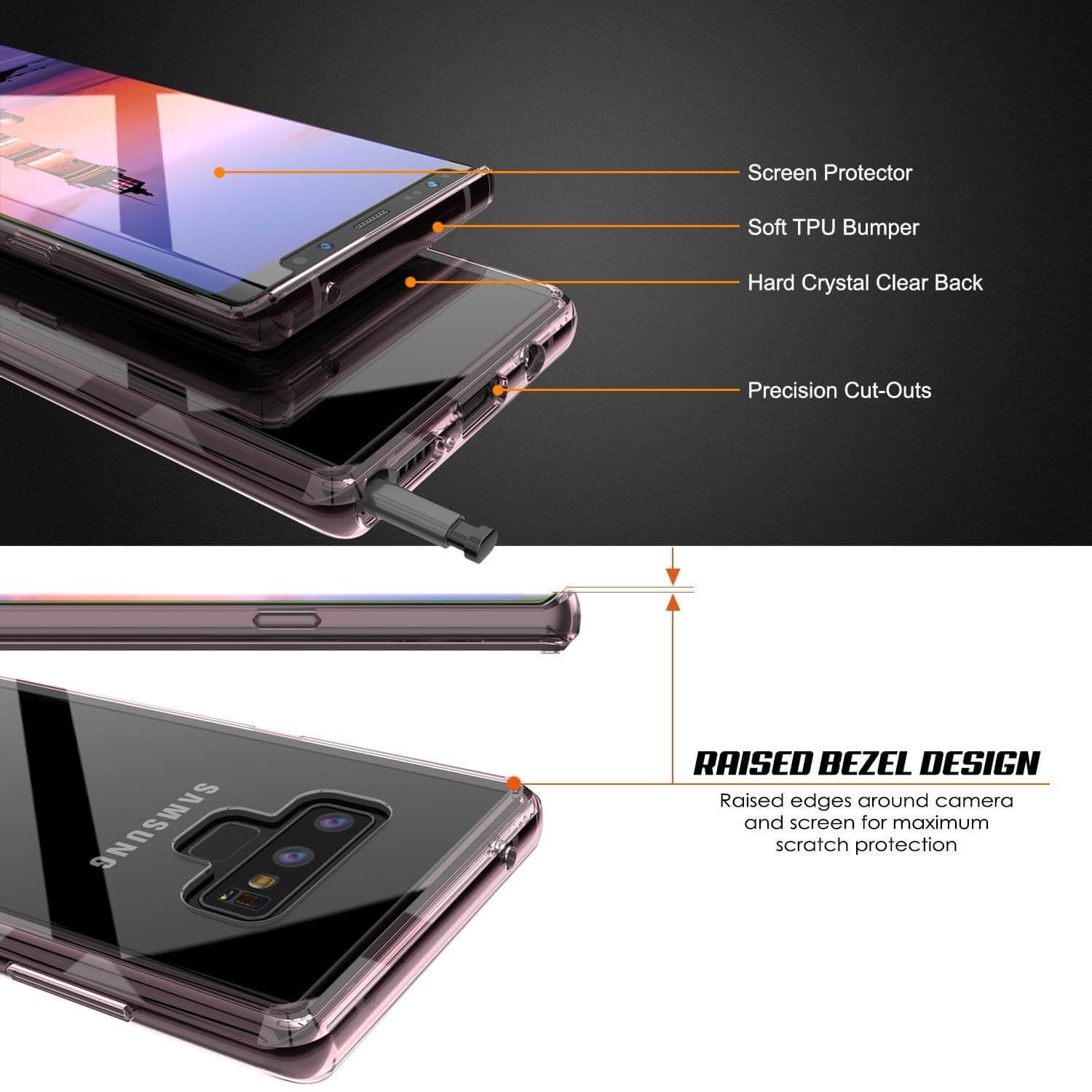 Galaxy Note 9 Punkcase Lucid-2.0 Series Slim Fit Armor Crystal Pink Case Cover