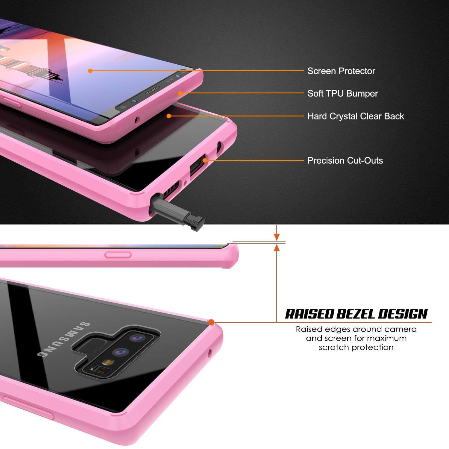 Galaxy Note 9 Punkcase Lucid-2.0 Series Slim Fit Armor Pink Case Cover