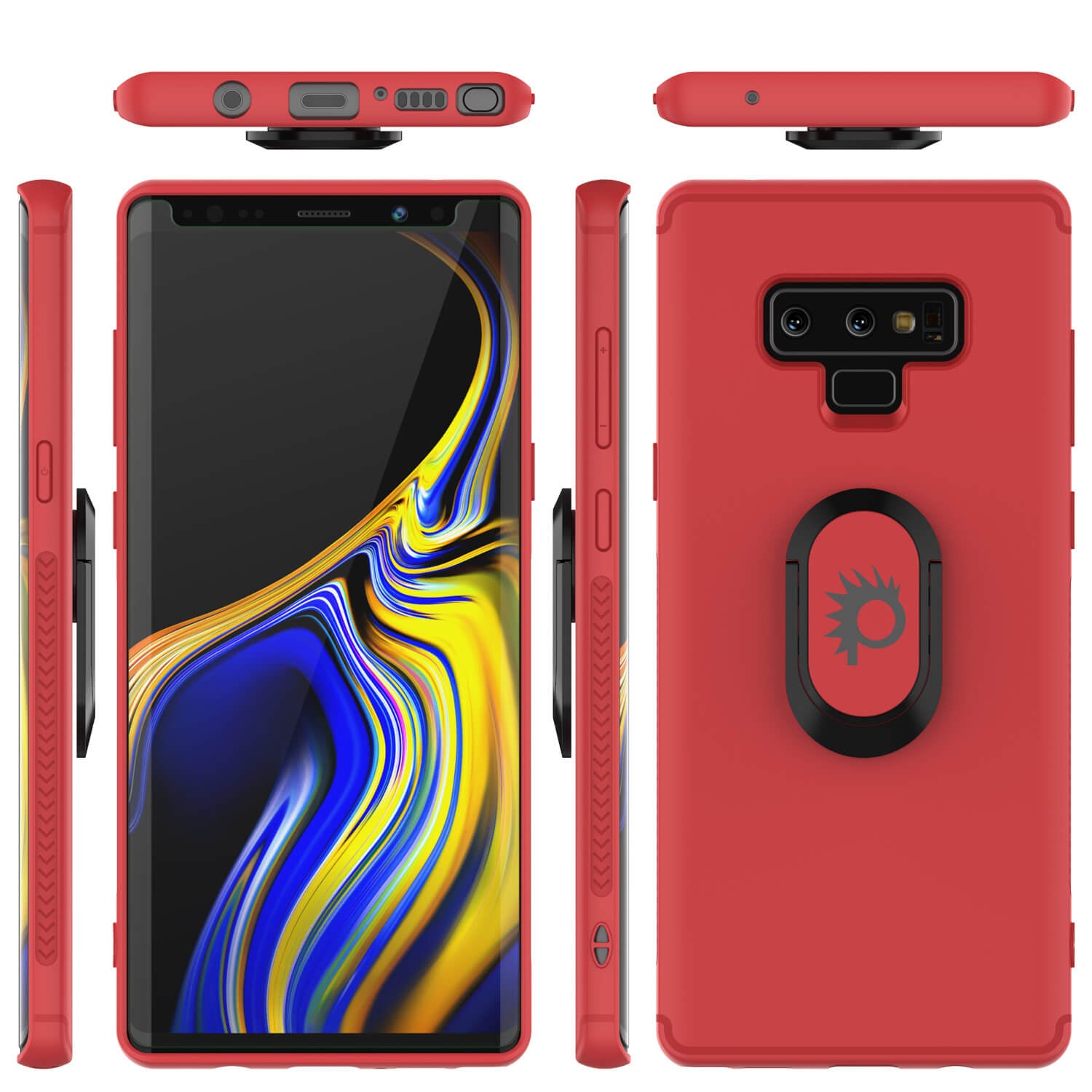Galaxy Note 9 Case, Punkcase Magnetix  Protective TPU Cover W/ Tempered Glass Screen Protector & Kickstand [Red]