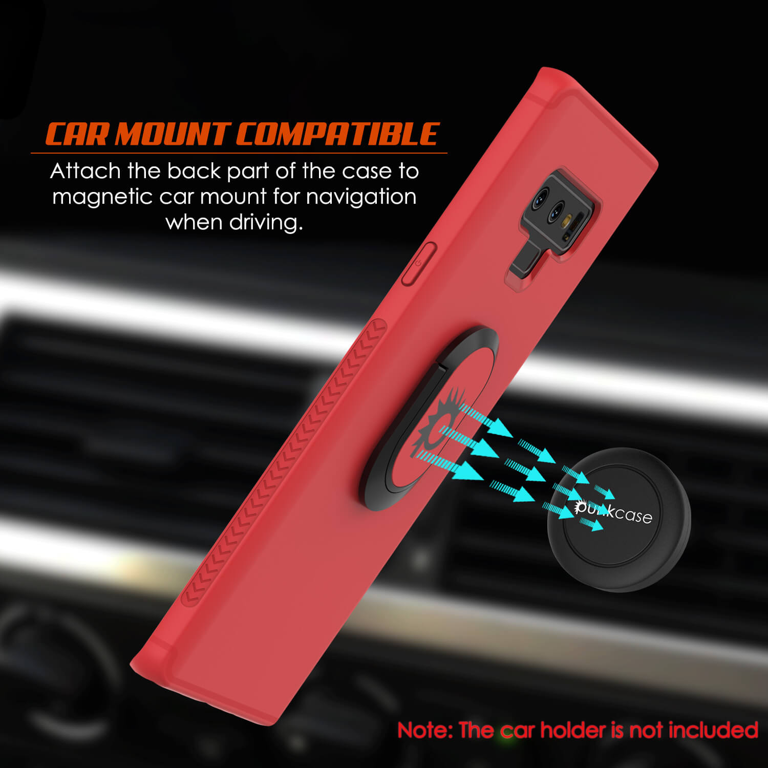 Galaxy Note 9 Case, Punkcase Magnetix  Protective TPU Cover W/ Tempered Glass Screen Protector & Kickstand [Red]