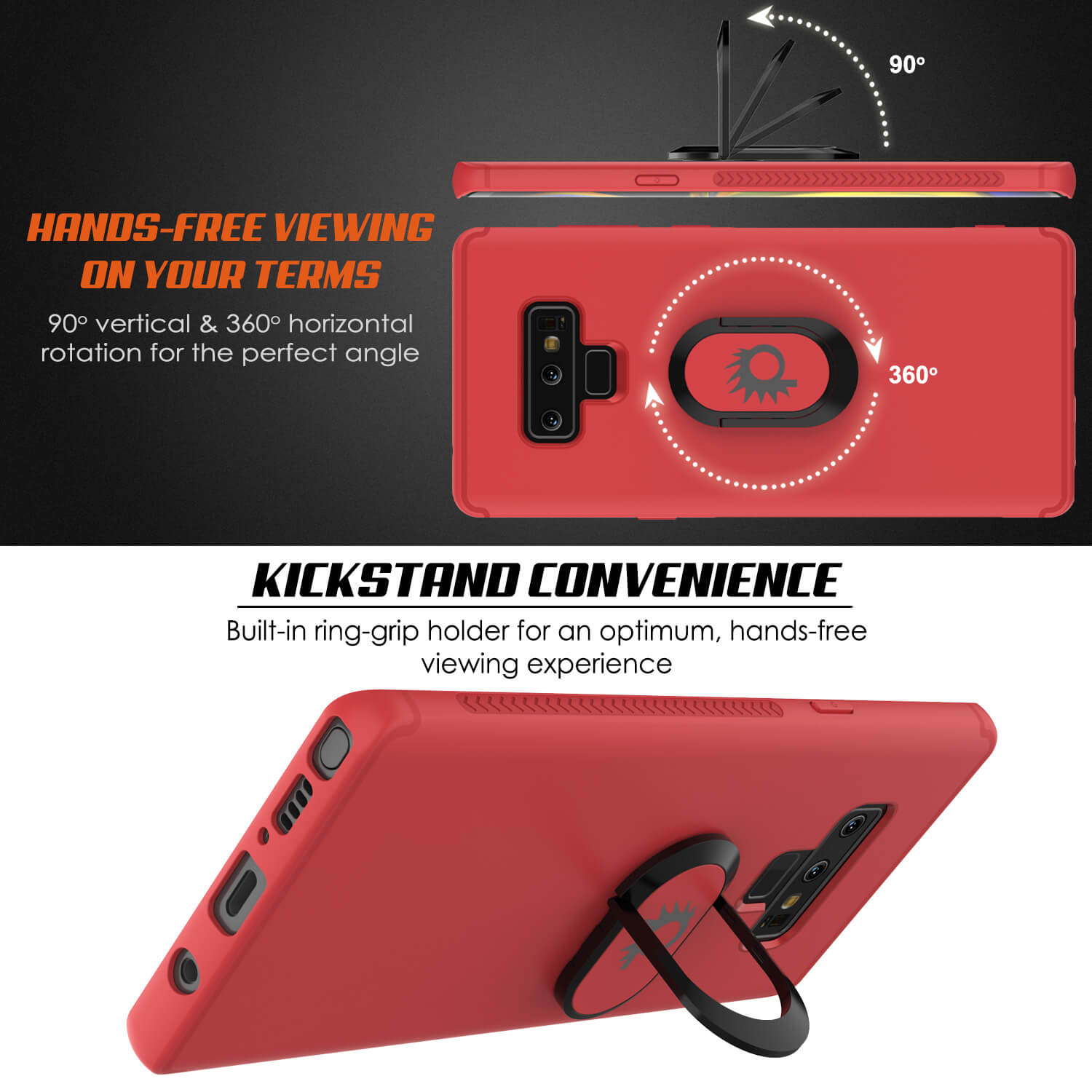 Galaxy Note 9 Case, Punkcase Magnetix  Protective TPU Cover W/ Tempered Glass Screen Protector & Kickstand [Red]