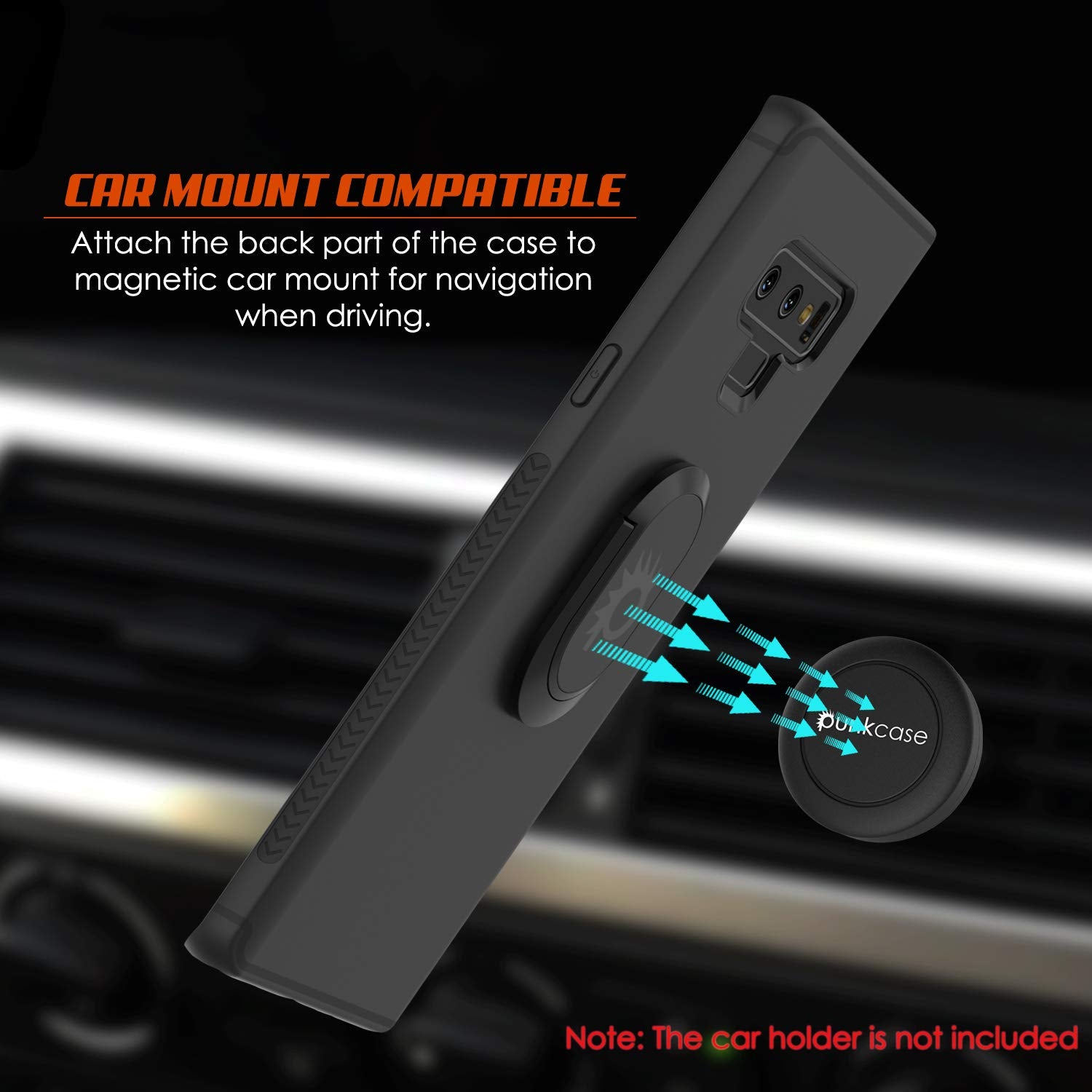 Galaxy Note 9 Case, Punkcase Magnetix  Protective TPU Cover W/ Tempered Glass Screen Protector & Kickstand [black]