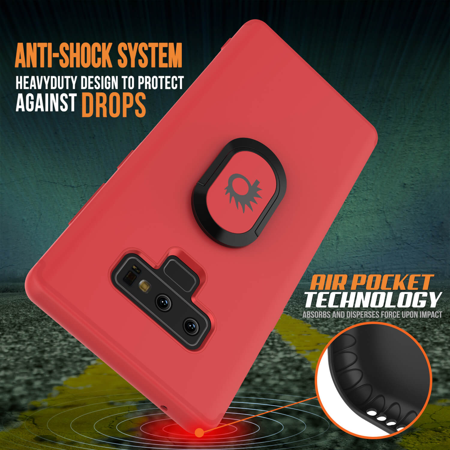 Galaxy Note 9 Case, Punkcase Magnetix  Protective TPU Cover W/ Tempered Glass Screen Protector & Kickstand [Red]