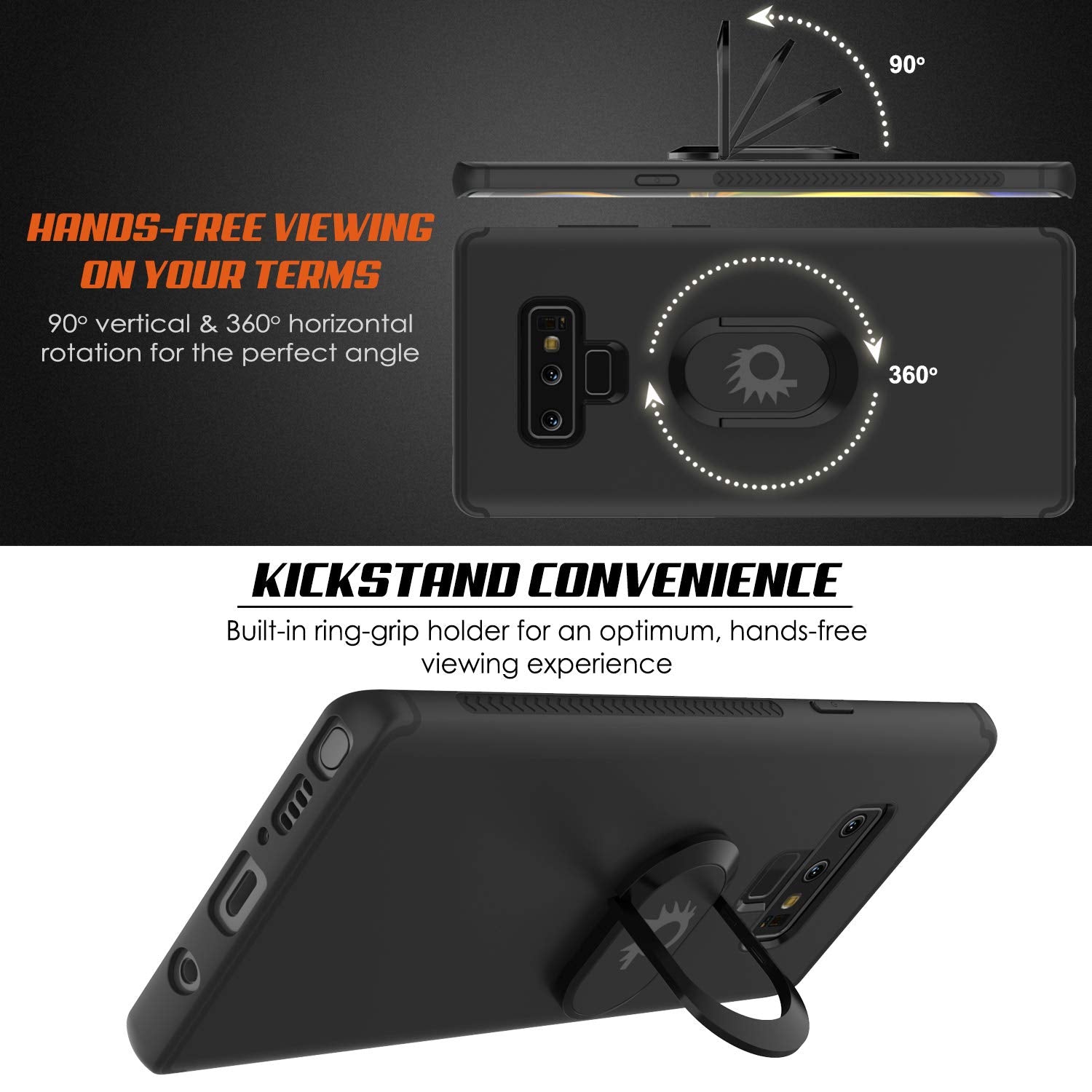 Galaxy Note 9 Case, Punkcase Magnetix  Protective TPU Cover W/ Tempered Glass Screen Protector & Kickstand [black]
