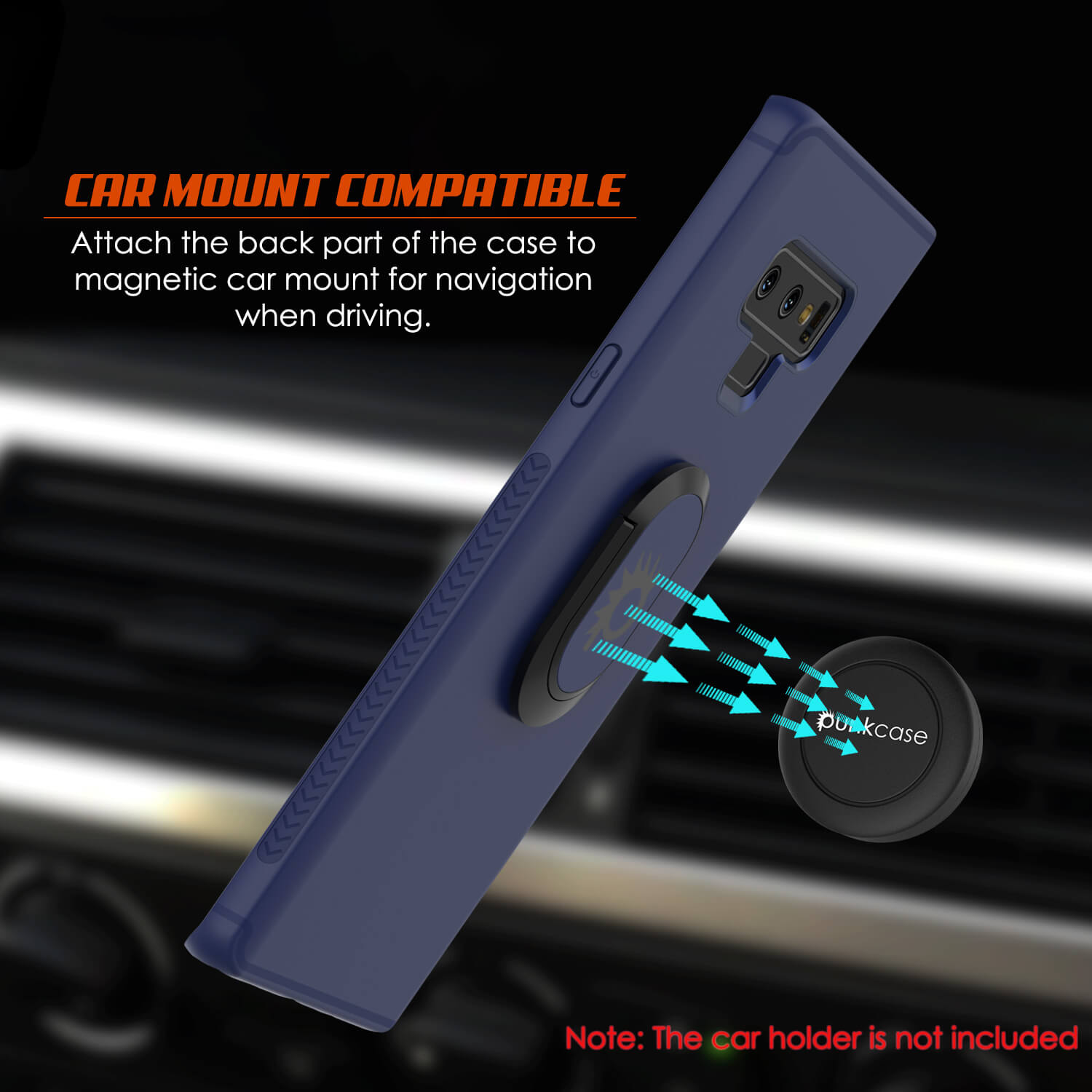 Galaxy Note 9 Case, Punkcase Magnetix  Protective TPU Cover W/ Tempered Glass Screen Protector & Kickstand [blue]