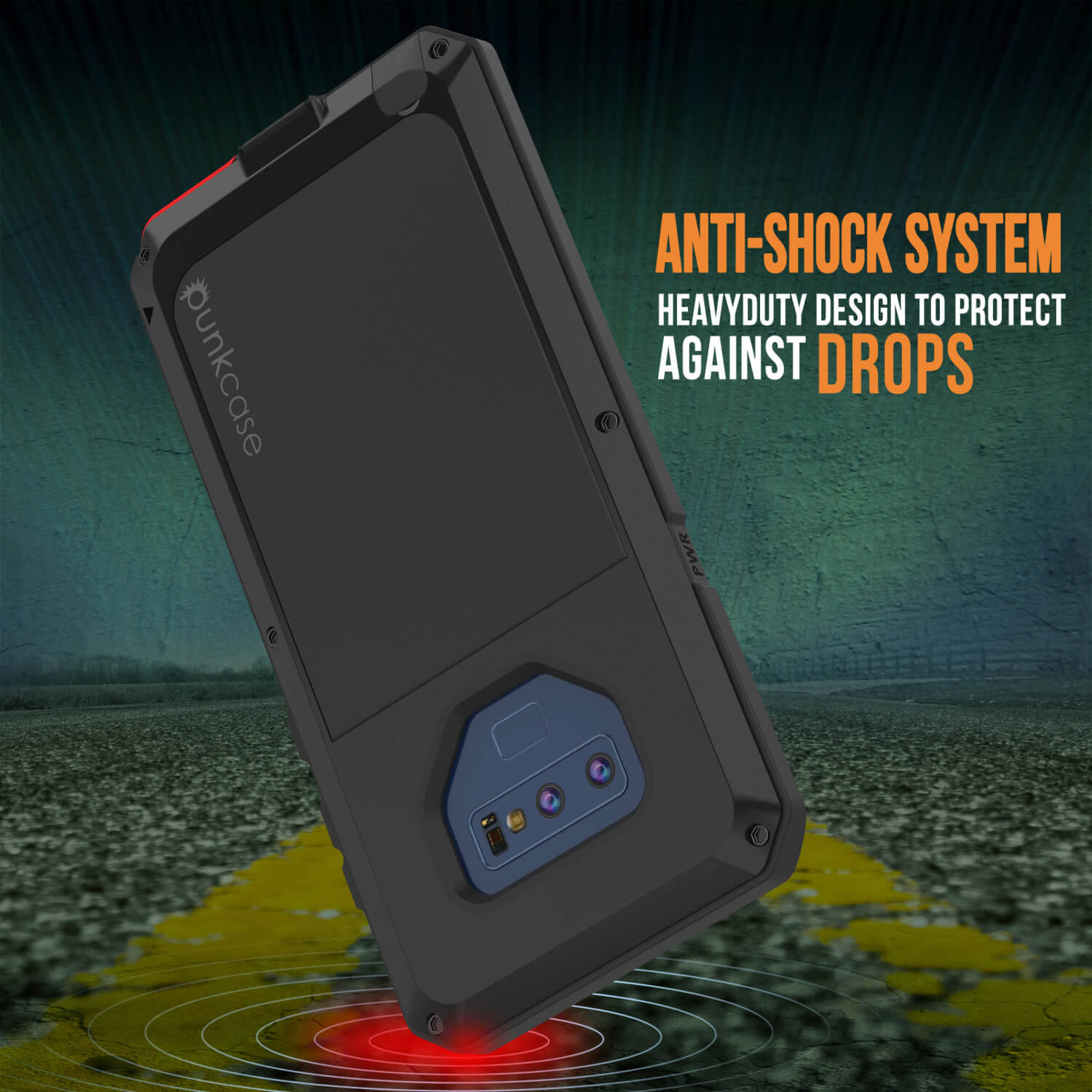 Galaxy Note 9 Case, PUNKcase Metallic Black Shockproof  Slim Metal Armor Case [Black]