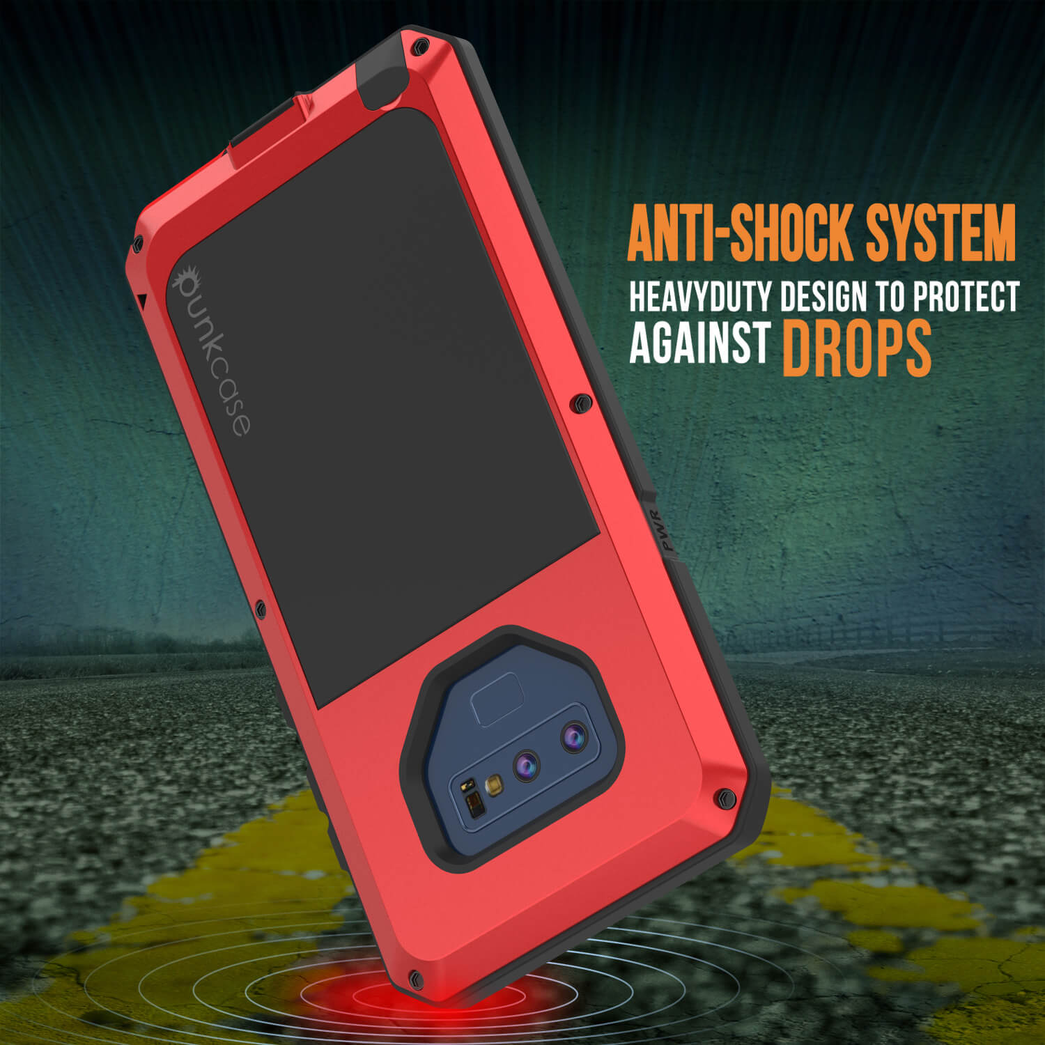 Galaxy Note 9  Case, PUNKcase Metallic Red Shockproof  Slim Metal Armor Case [Red]