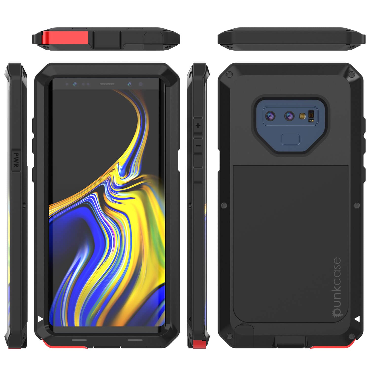 Galaxy Note 9 Case, PUNKcase Metallic Black Shockproof  Slim Metal Armor Case [Black]