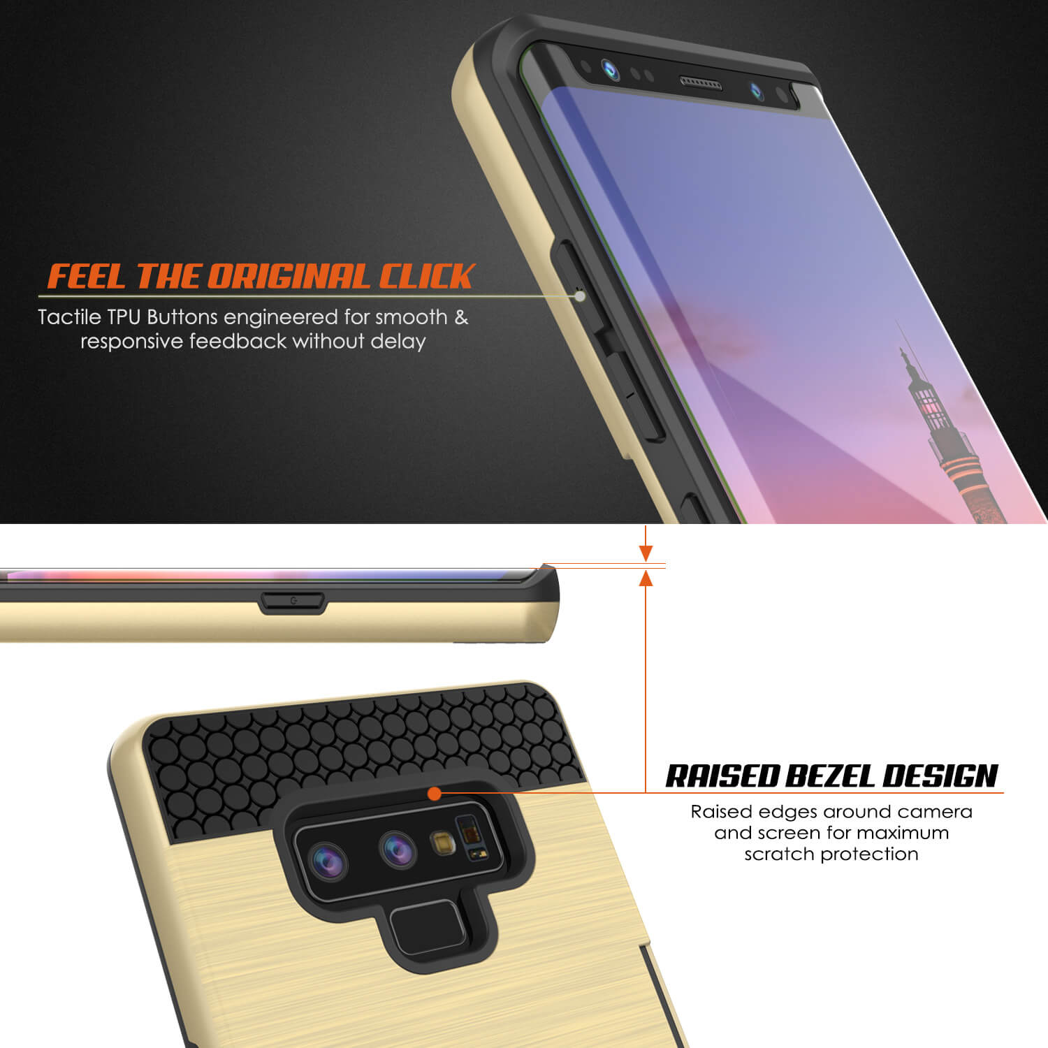 Galaxy Note 9 Case, PUNKcase [SLOT Series] Slim Fit  Samsung Note 9 [Gold]
