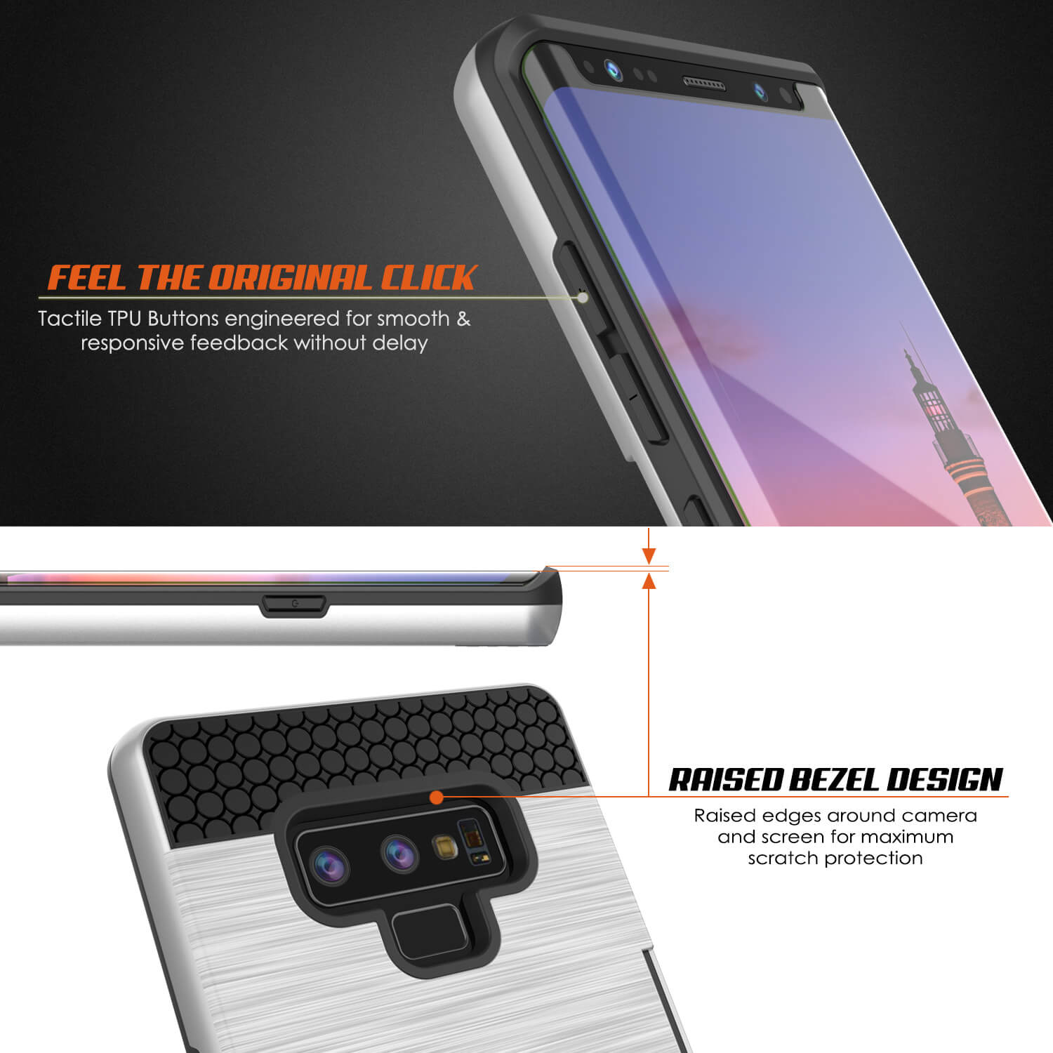 Galaxy Note 9 Case, PUNKcase [SLOT Series] Slim Fit  Samsung Note 9 [Silver]